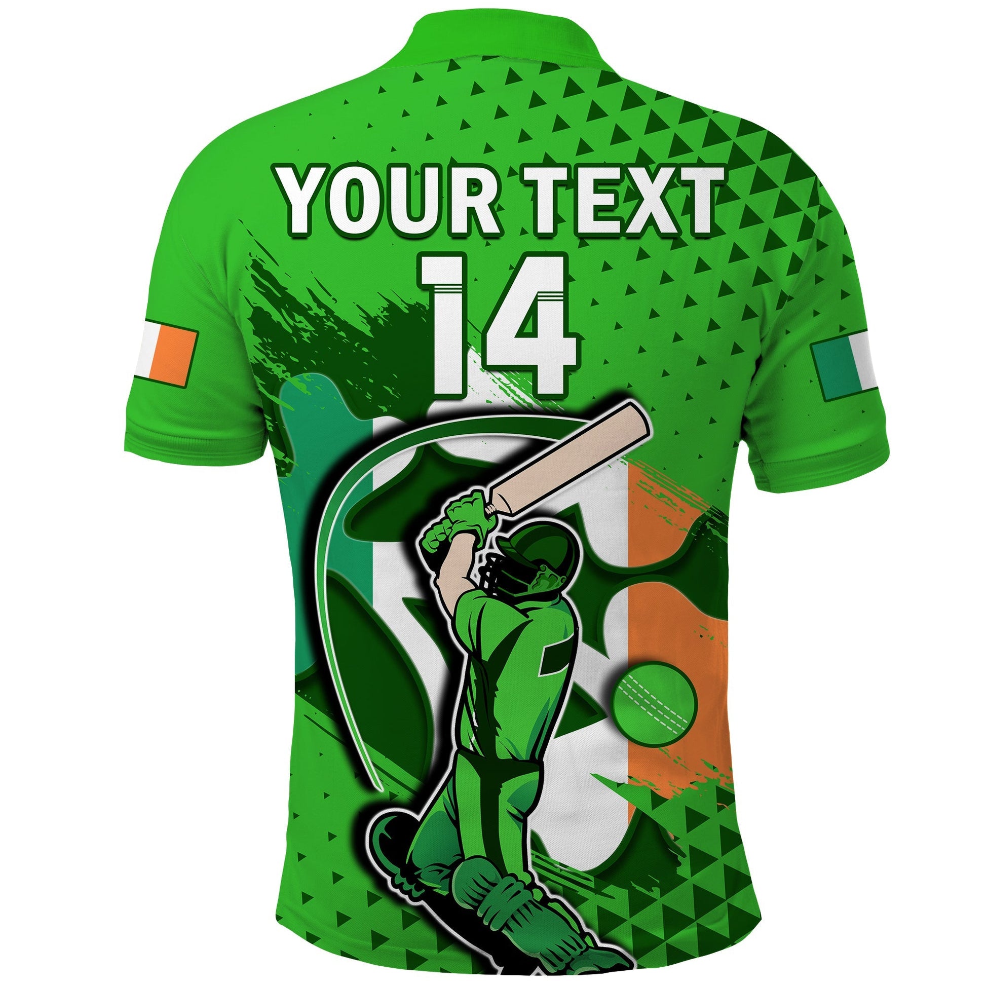 (Custom Text And Number) Ireland Cricket Polo Shirt Irish Flag Shamrock Sporty Style LT14