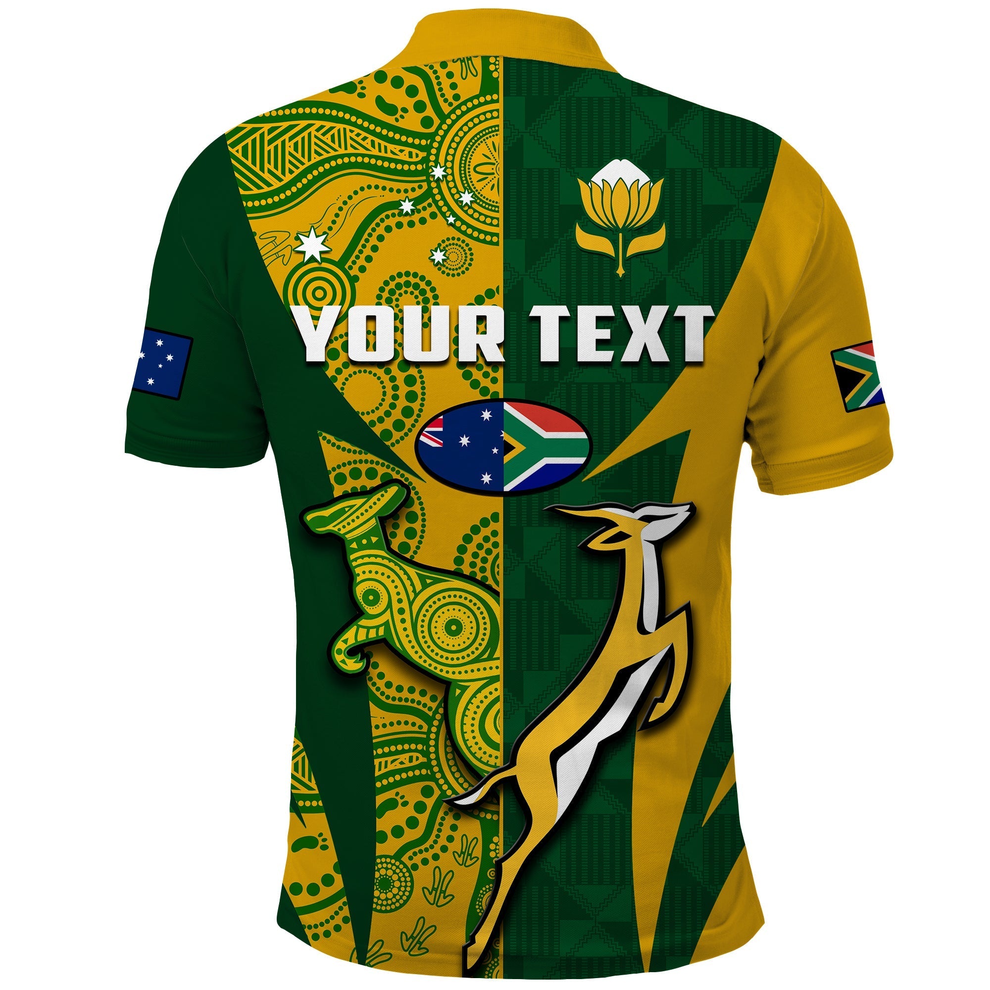 Custom Australia Rugby and South Africa Rugby Polo Shirt Wallabies Mix Springboks Sporty LT14
