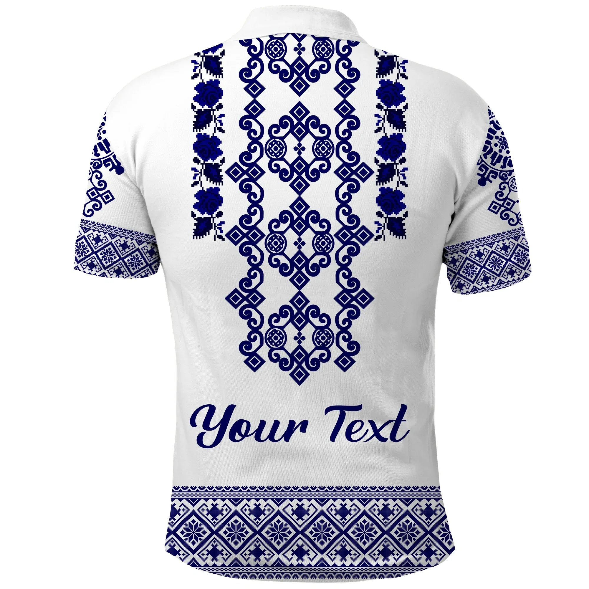 Custom Ukraine Polo Shirt Navy Ukrainian Folk LT14