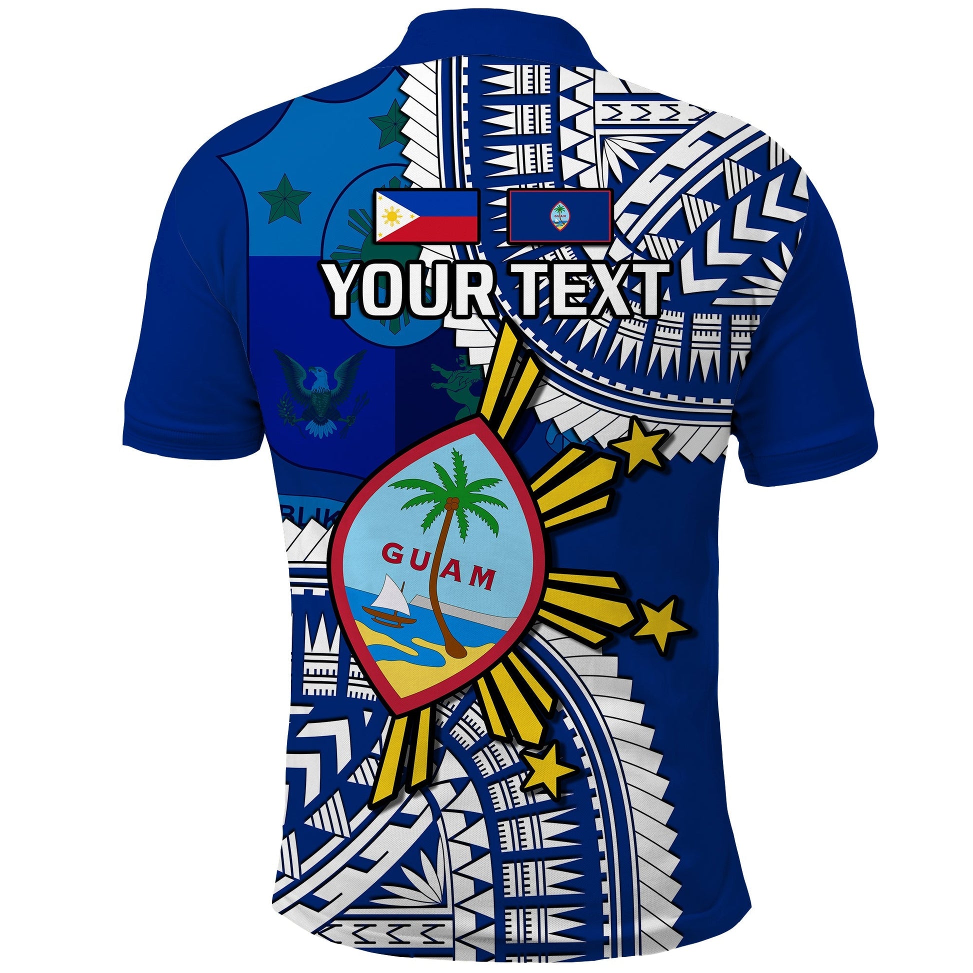 Custom Guam and Philippines Polo Shirt Guaman Filipinas Together Blue LT14