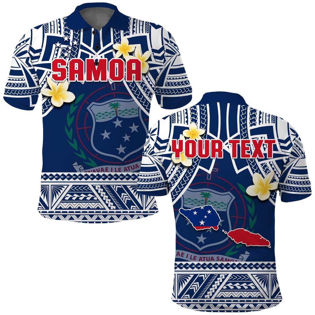 Custom Samoa Polo Shirt Samoan Plumeria Flowers Mix Polynesian Pattern LT14