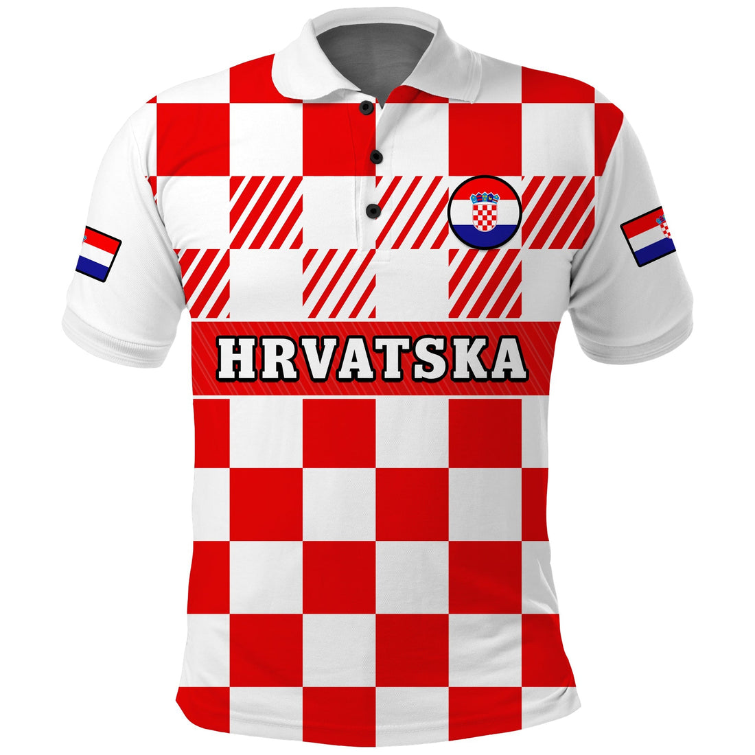 Croatia Football Polo Shirt Hrvatska Checkerboard Red Version LT14