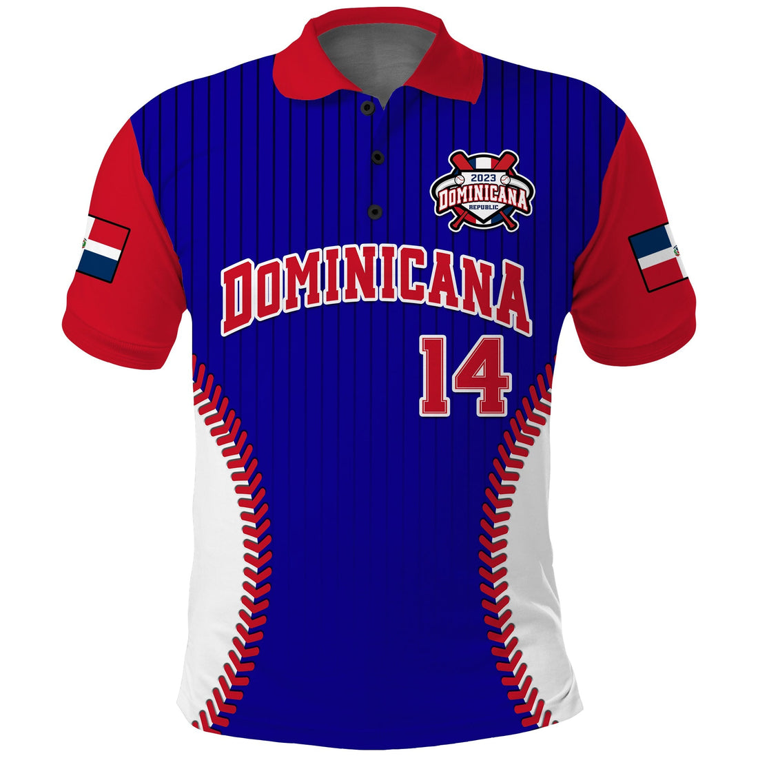 (Custom Text And Number) Dominican Republic Baseball Polo Shirt 2023 Version Blue LT14