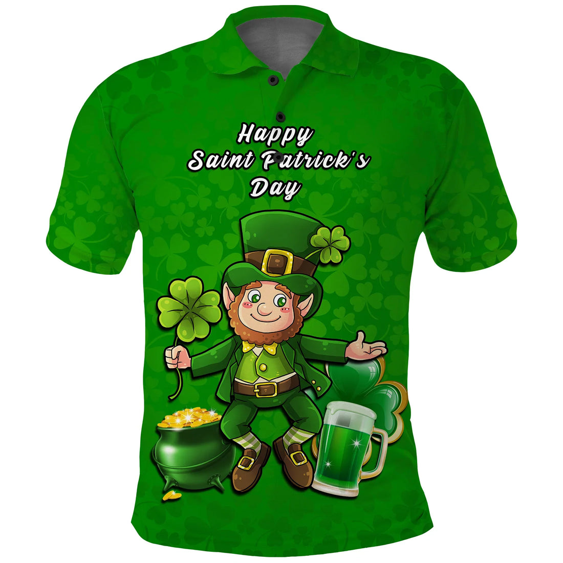 Ireland Polo Shirt Saint Patricks Day Happy Leprechaun And Shamrock LT14
