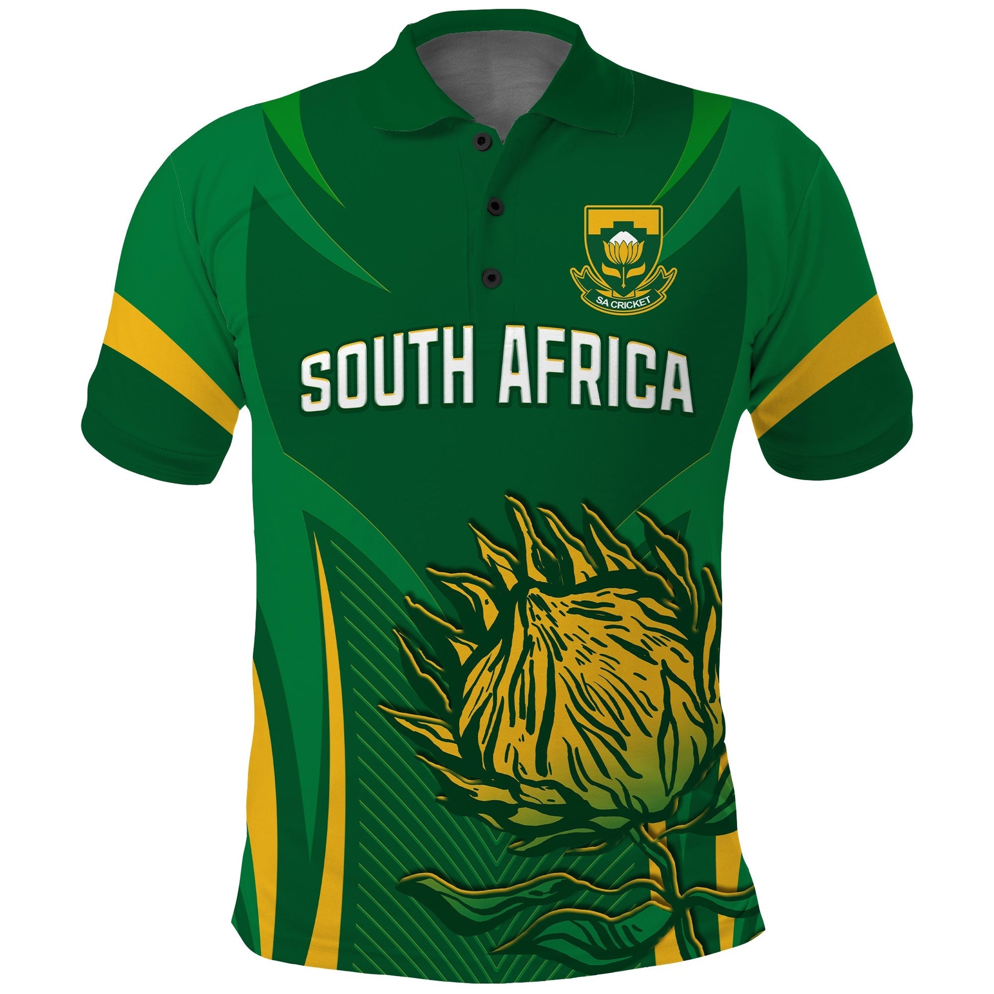 (Custom Text and Number) South Africa Cricket Polo Shirt Proteas Champion LT13