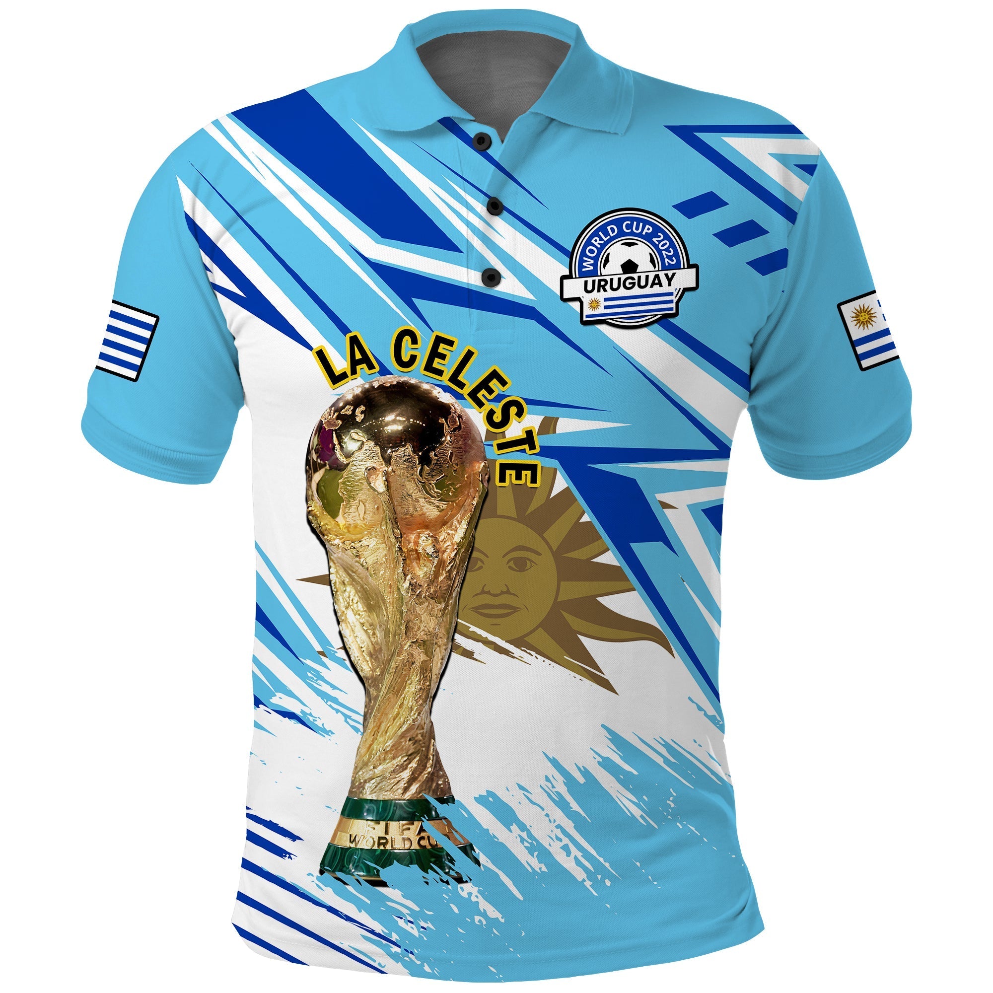 (Custom Text And Number) Uruguay Football Polo Shirt La Celeste WC 2022 Sporty Style LT14