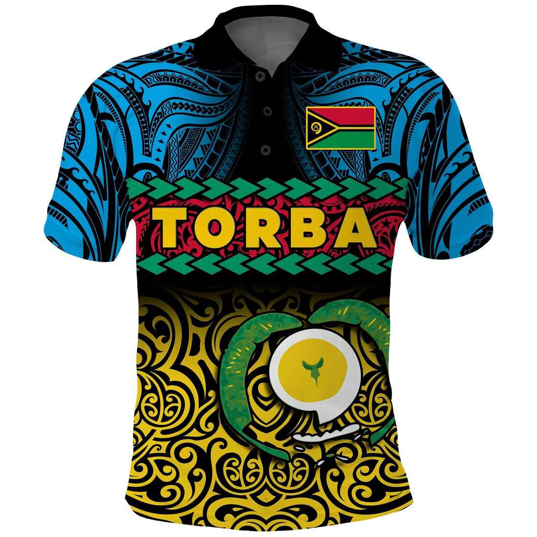 Torba Province Polo Shirt Vanuatu Pig Tusk Polynesian Flag Style LT14