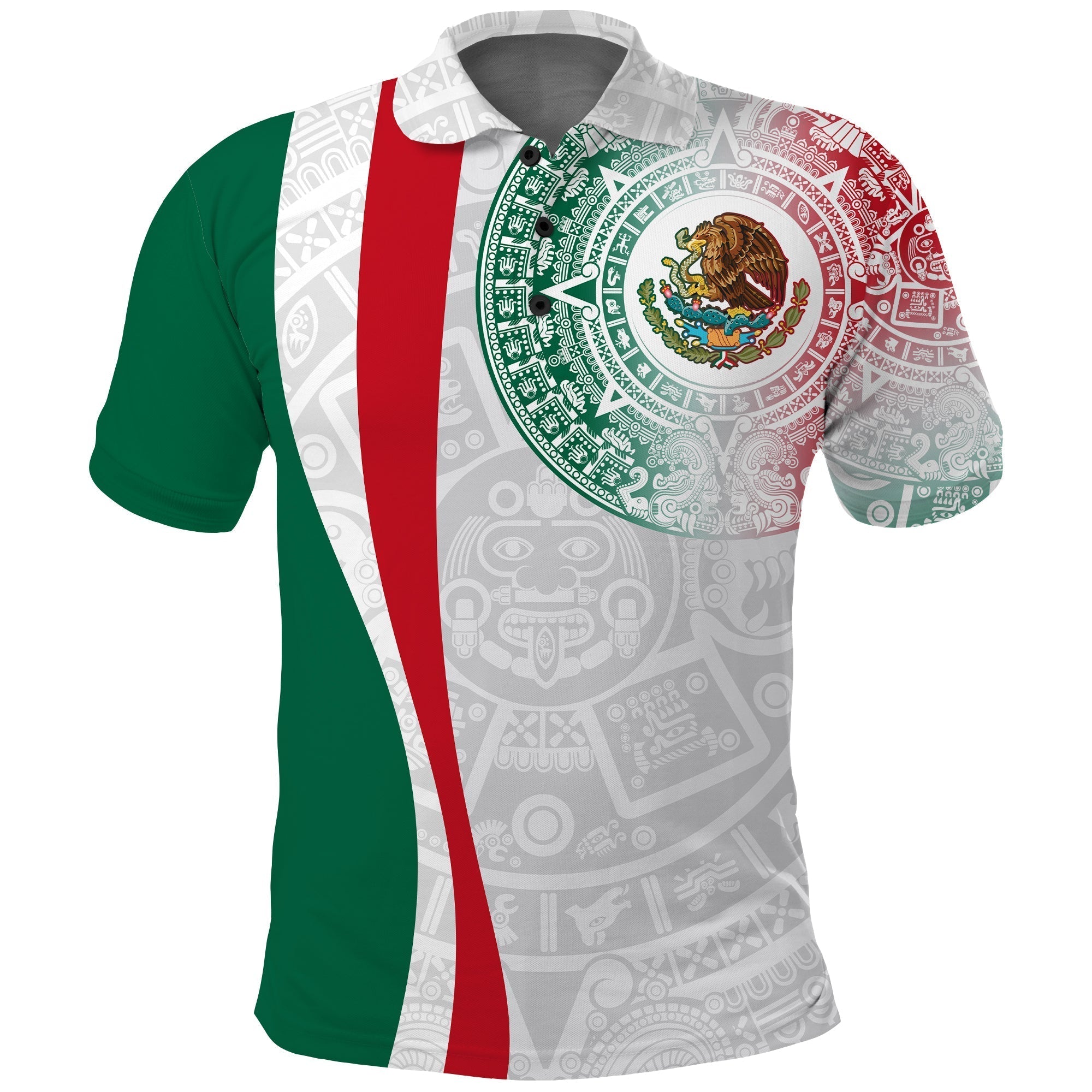 Custom Mexico Polo Shirt Mexican Eagles Aztec Pattern LT13