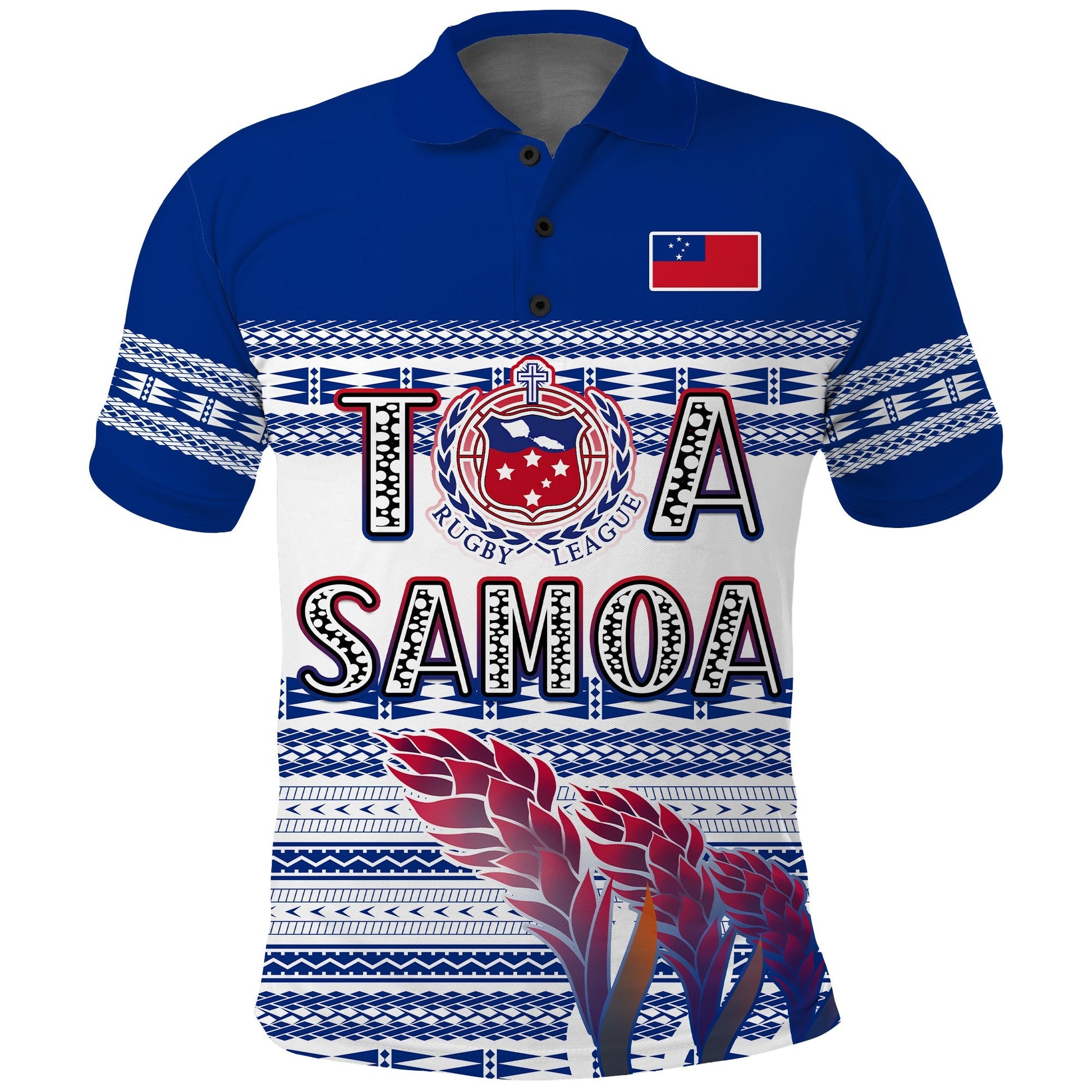 (Custom Personalise Text and Number) Toa Samoa Rugby Polo Shirt Uso Aso Uma Go Champions White LT13
