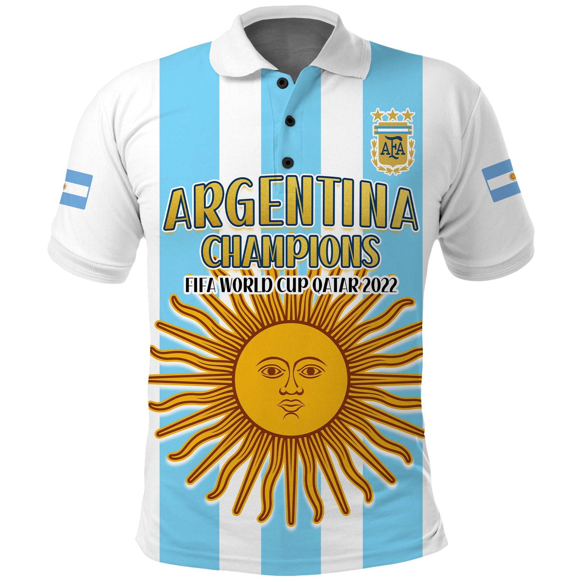 (Custom Text and Number) Argentina Football Polo Shirt FIFA 2022 World Cup Champions LT13