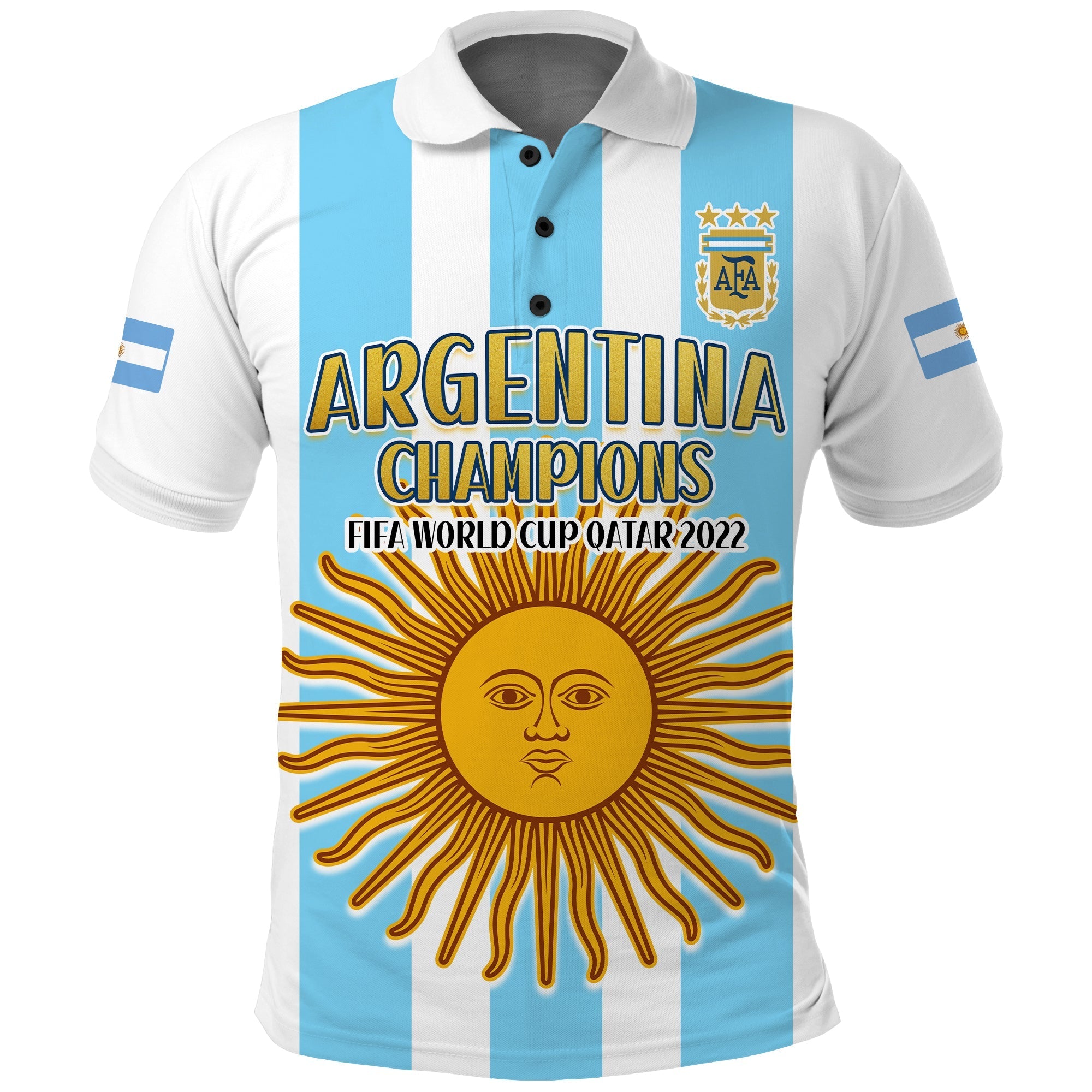 (Custom Text and Number) Argentina Football Polo Shirt FIFA 2022 World Cup Champions LT13