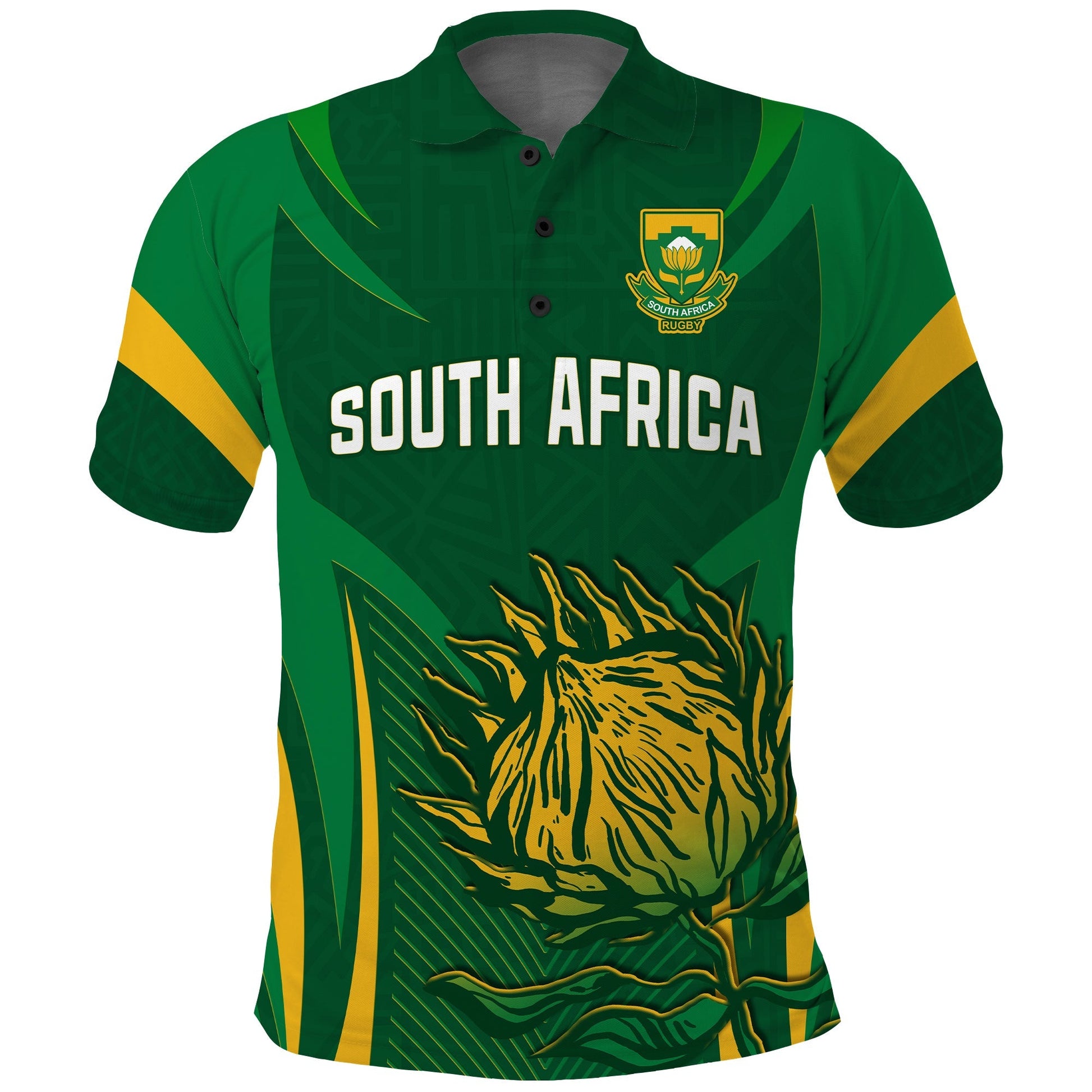 (Custom Text and Number) South Africa Rugby Polo Shirt Springboks Champion LT13