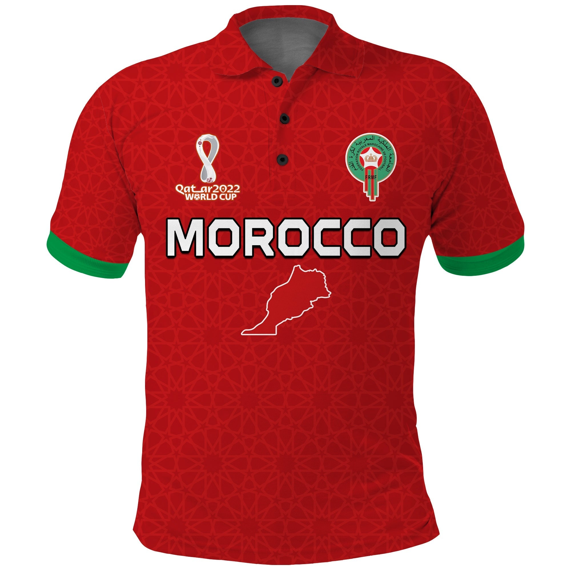 (Custom Text and Number) Morocco Football Polo Shirt Champions World Cup Soccer Proud LT13