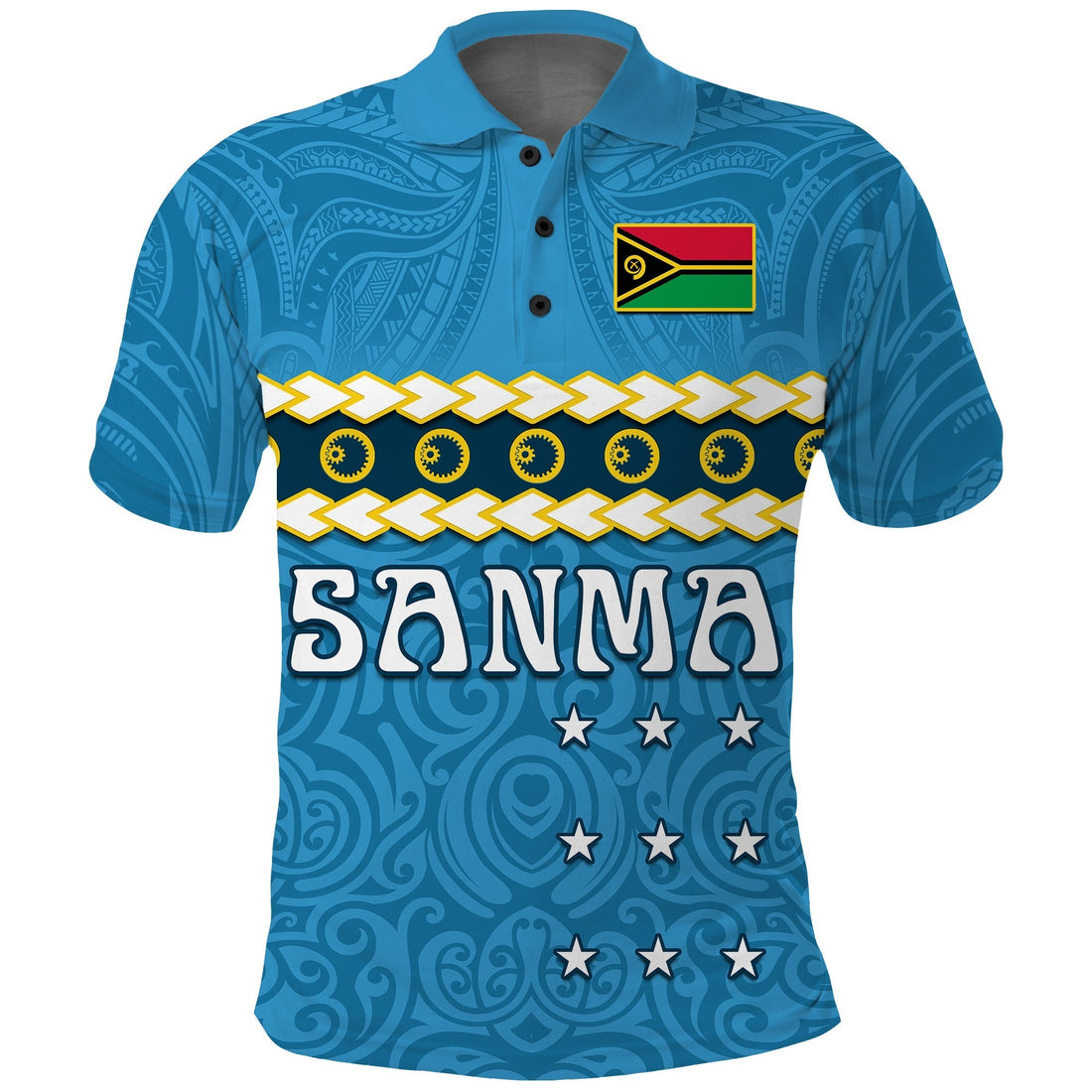 Custom Sanma Province Polo Shirt Vanuatu Pig Tusk Polynesian Flag Style LT14