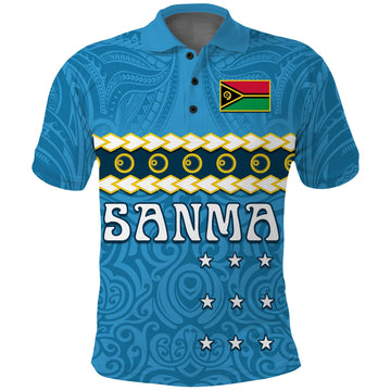 Custom Sanma Province Polo Shirt Vanuatu Pig Tusk Polynesian Flag Style LT14