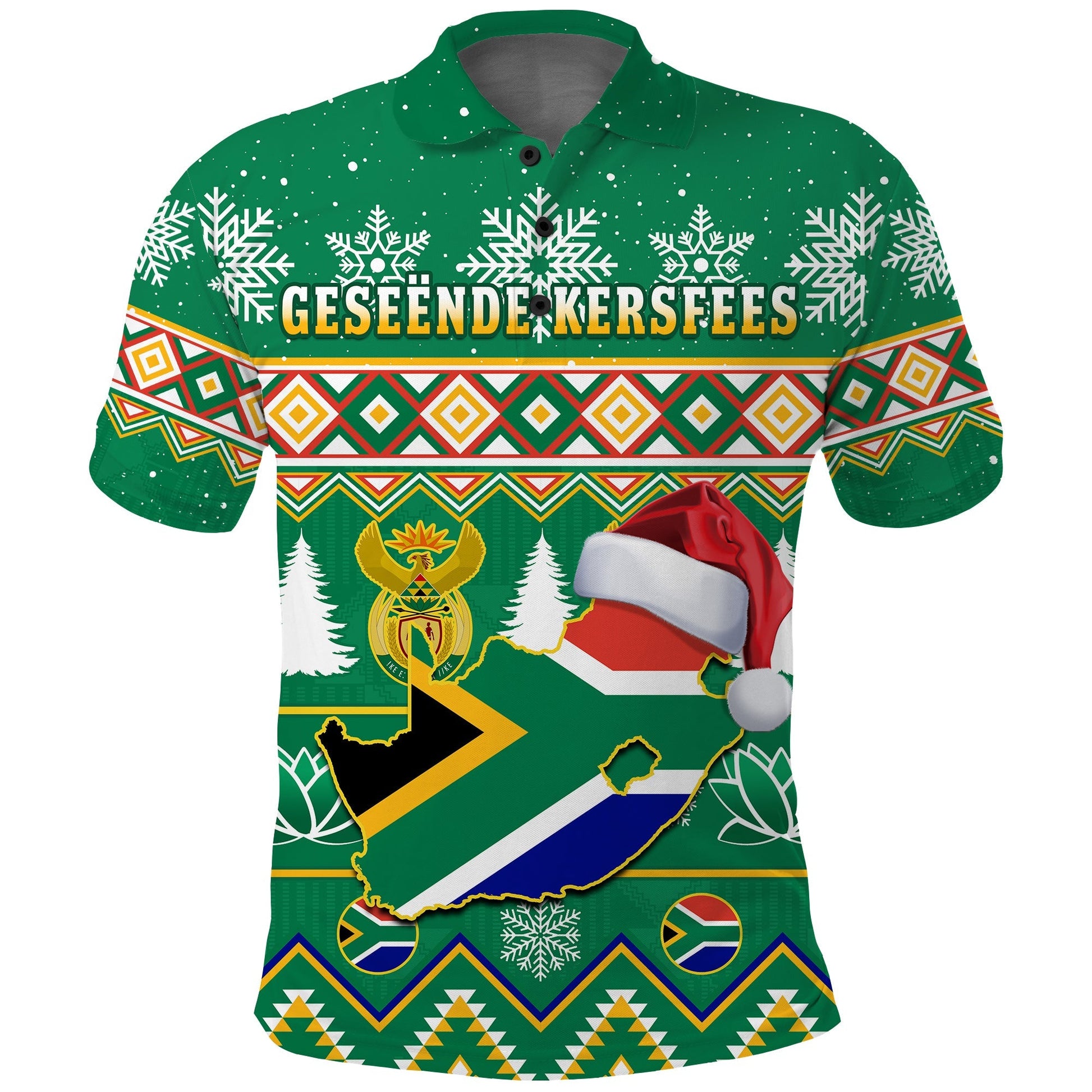 Custom South Africa Polo Shirt Christmas King Protea Geseende Kersfees LT14