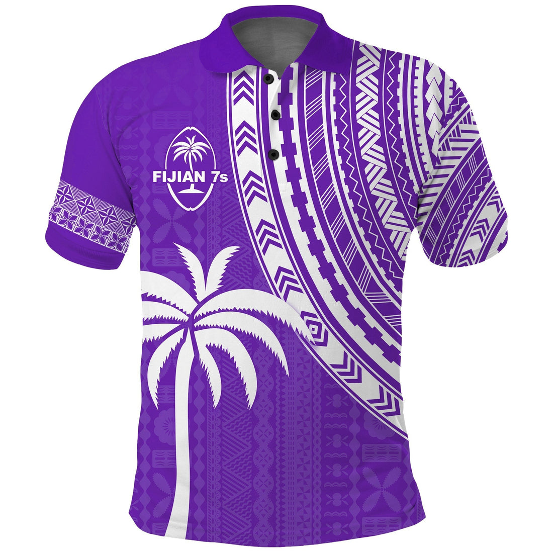 Fiji Rugby Sevens Polo Shirt Fijian 7s Tapa Polynesian Purple LT13