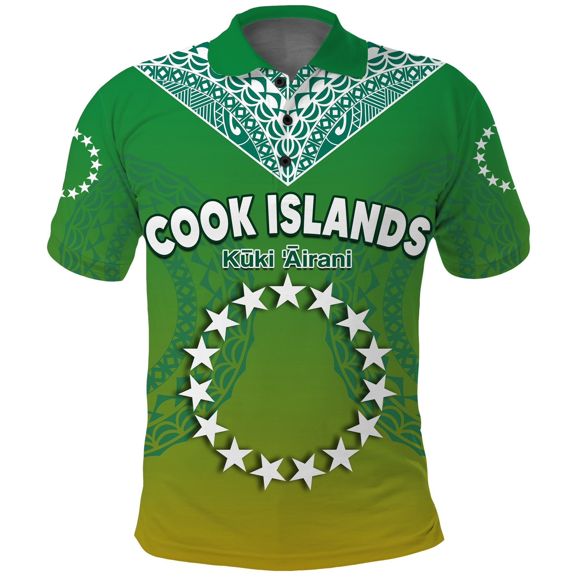 Custom Cook Islands Polo Shirt Circle Pattern Mix Sea Turtle Green Version LT14