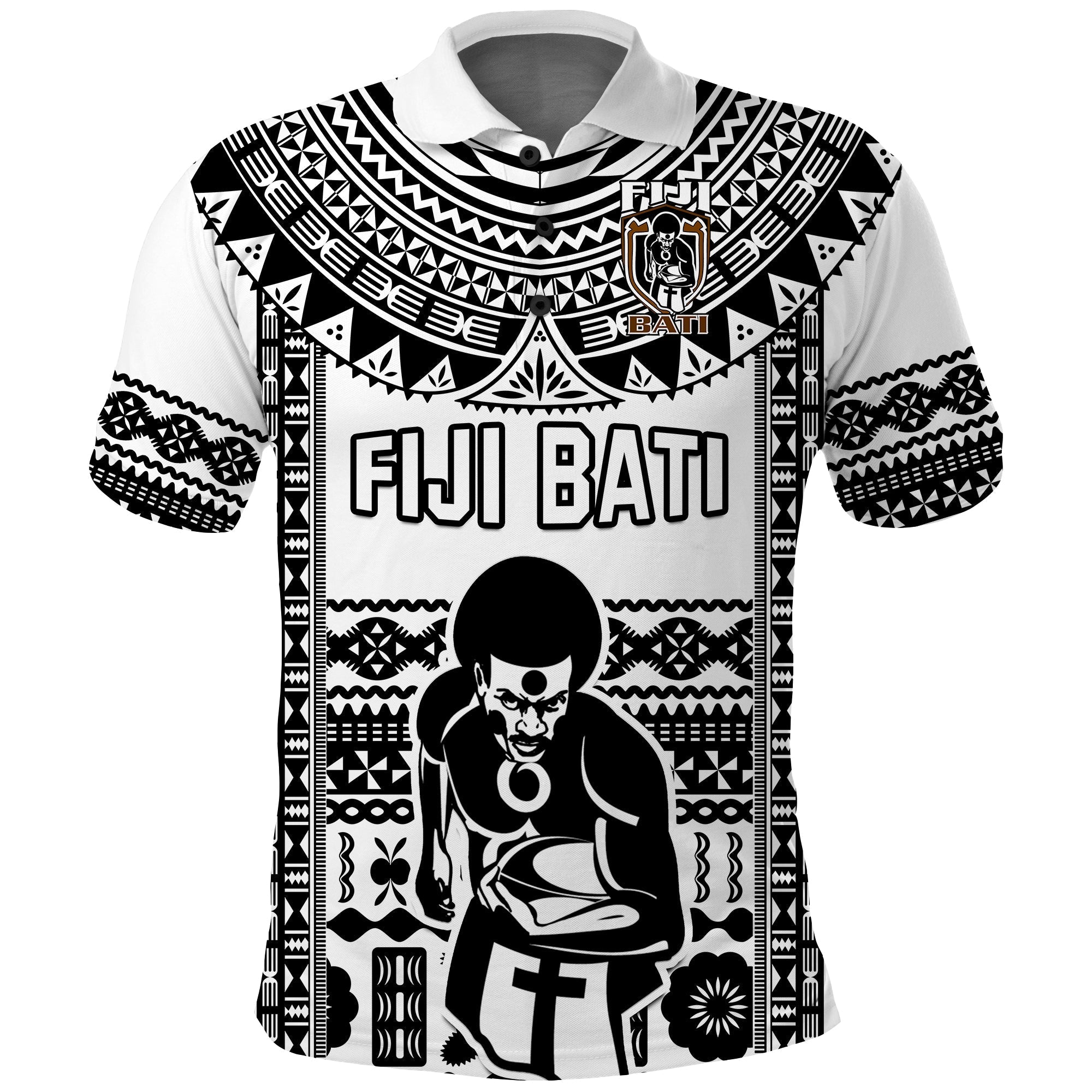 Custom Text And Number Fiji Rugby Polo Shirt Pacific The Bati Black Fijian Tapa LT14