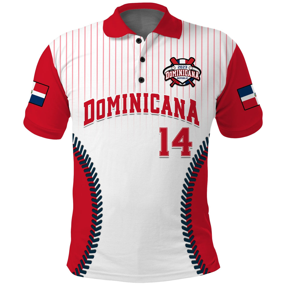 (Custom Text And Number) Dominican Republic Baseball Polo Shirt 2023 Version White LT14
