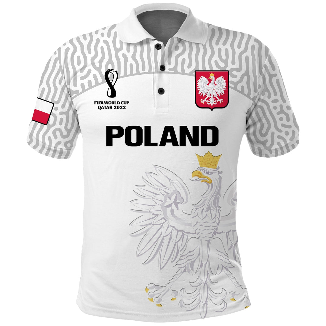 (Custom Text And Number) Poland Football Polo Shirt Polska Football 2022 White LT14