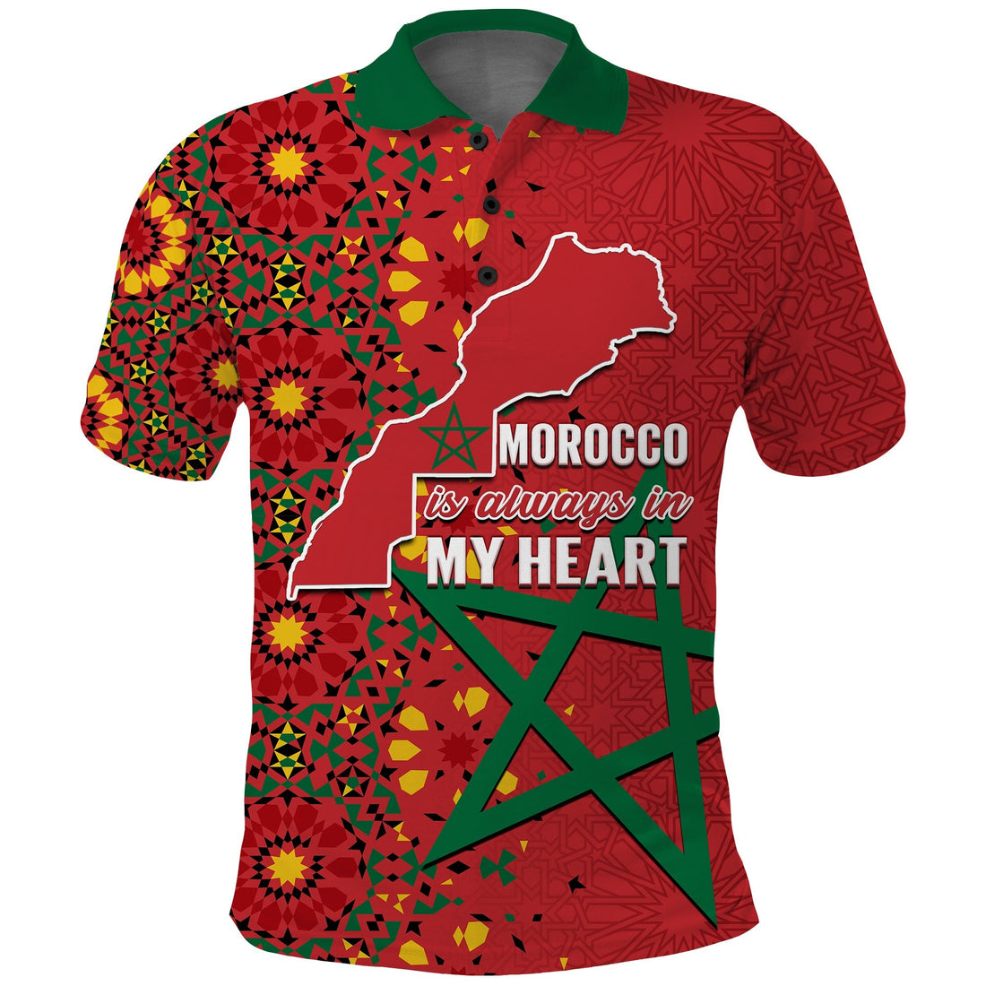 Custom Western Sahara Morocco Polo Shirt Map Red Moroccan Is Always In My Heart LT14
