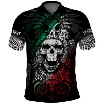 Custom Mexico Polo Shirt Skull Eagle Aztec LT13