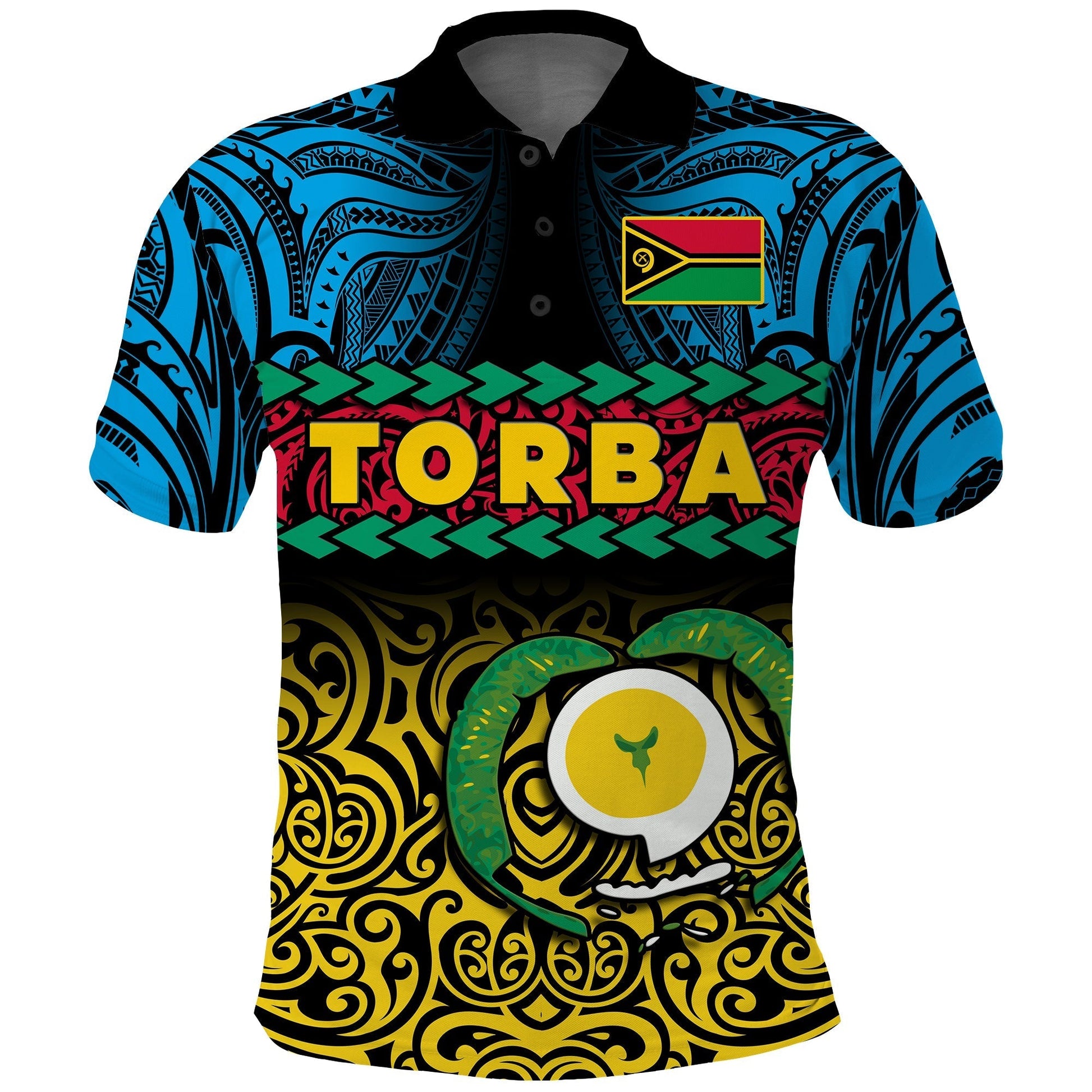Custom Torba Province Polo Shirt Vanuatu Pig Tusk Polynesian Flag Style LT14