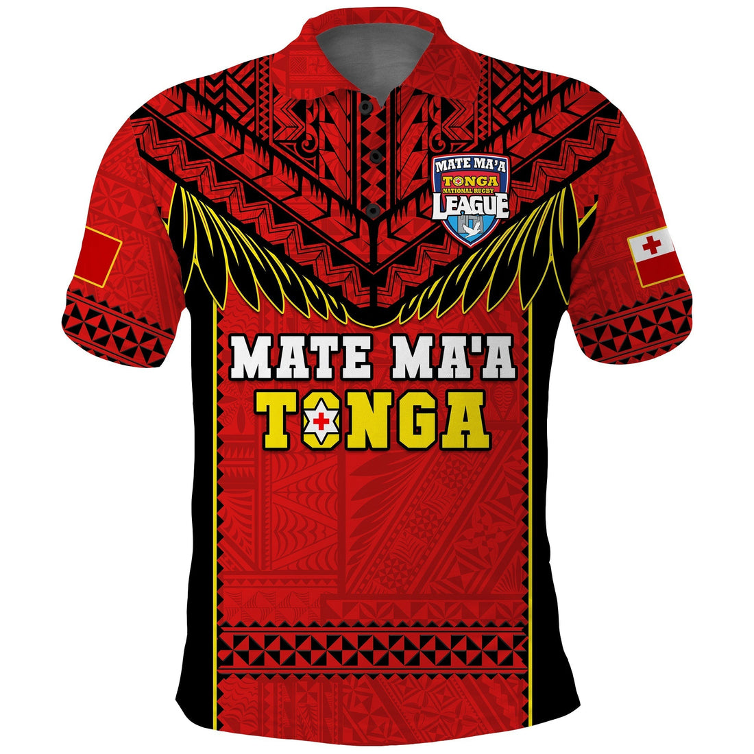 Tonga Rugby Polo Shirt Mate Maa Tonga Pacific Ngatu Black LT14