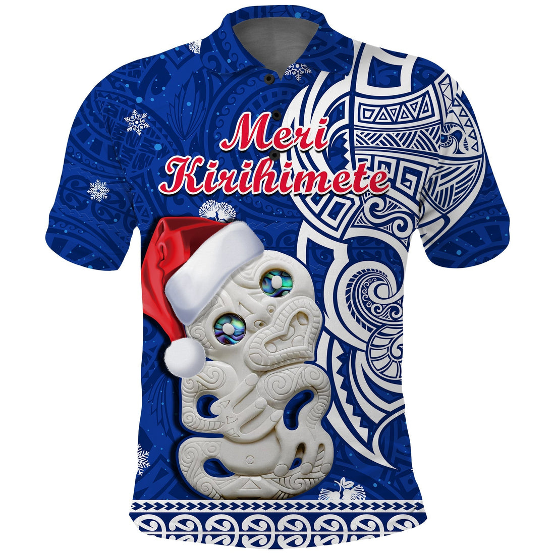 New Zealand Polo Shirt Christmas Hei Tiki Blue Pohutukawa Meri Kirihimete LT14
