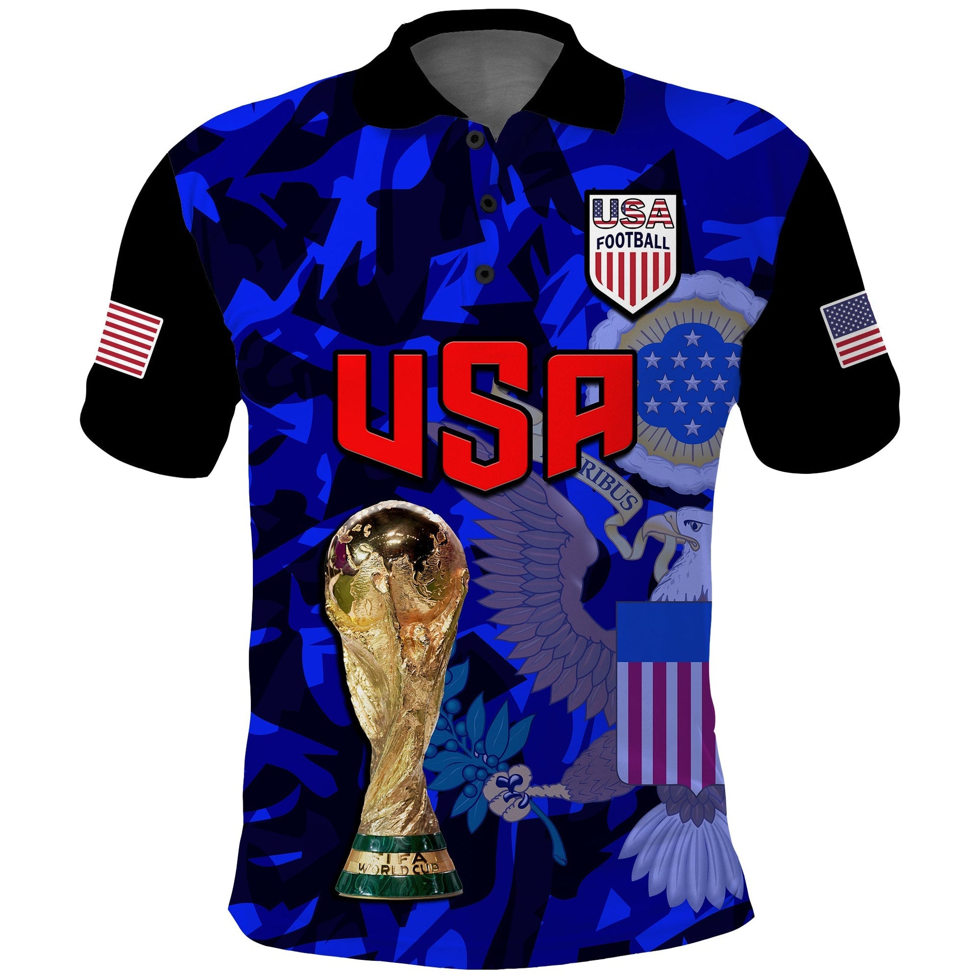 (Custom Text And Number) USA Football Polo Shirt The Yanks Champions WC 2022 LT14