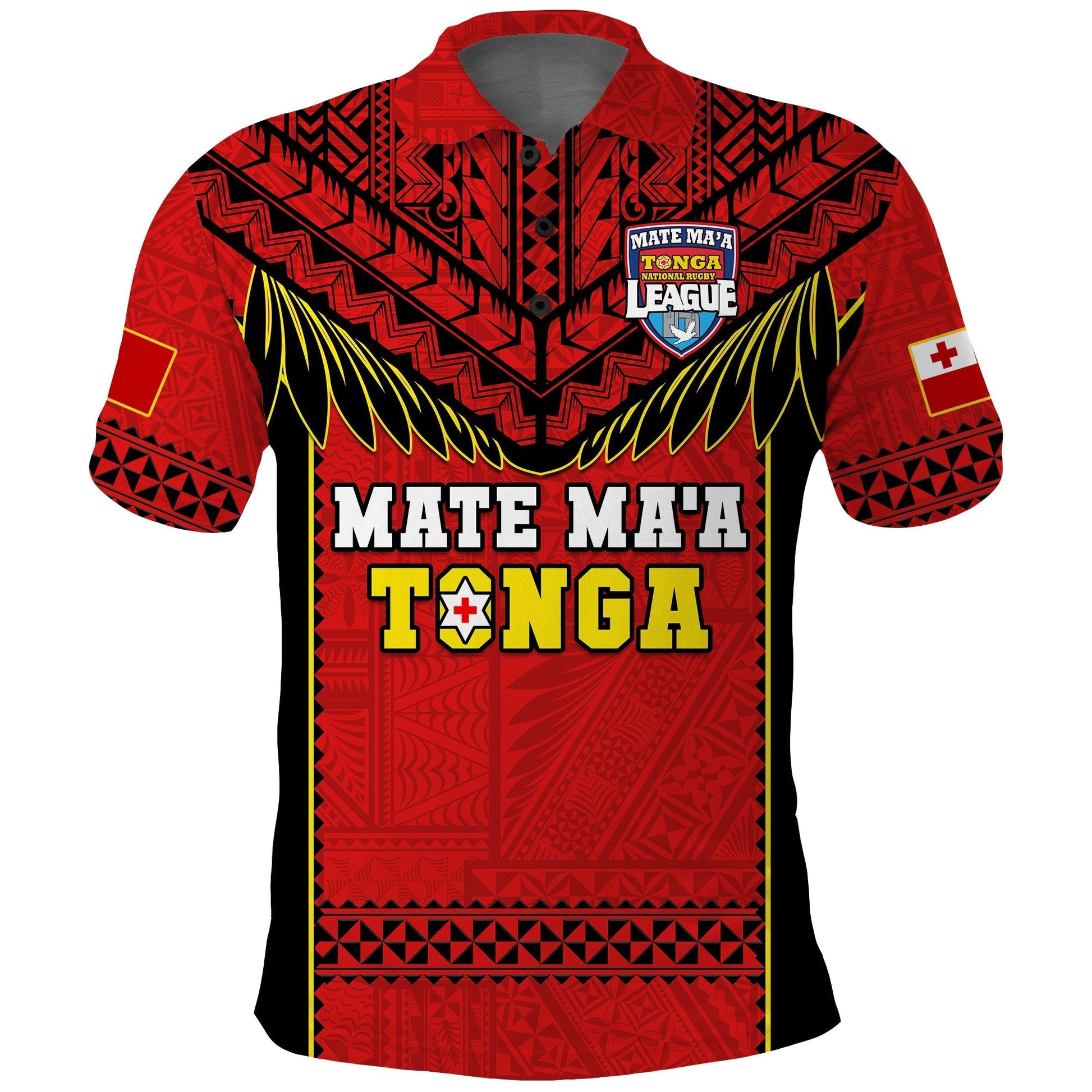 Custom Text And Number Tonga Rugby Polo Shirt Mate Maa Tonga Pacific Ngatu Black LT14