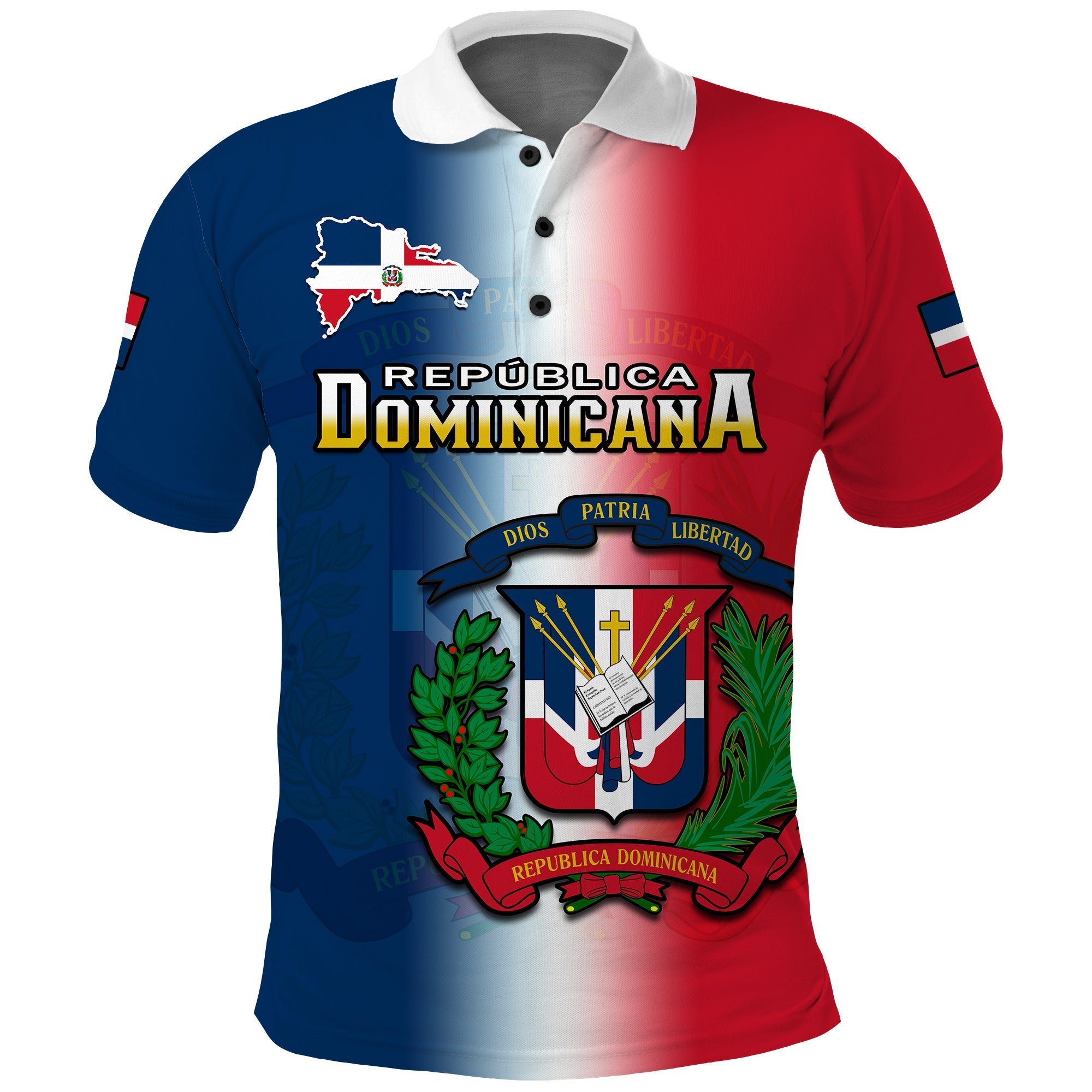 Dominican Republic Polo Shirt Dominicana Coat Of Arms Gradient Style LT14