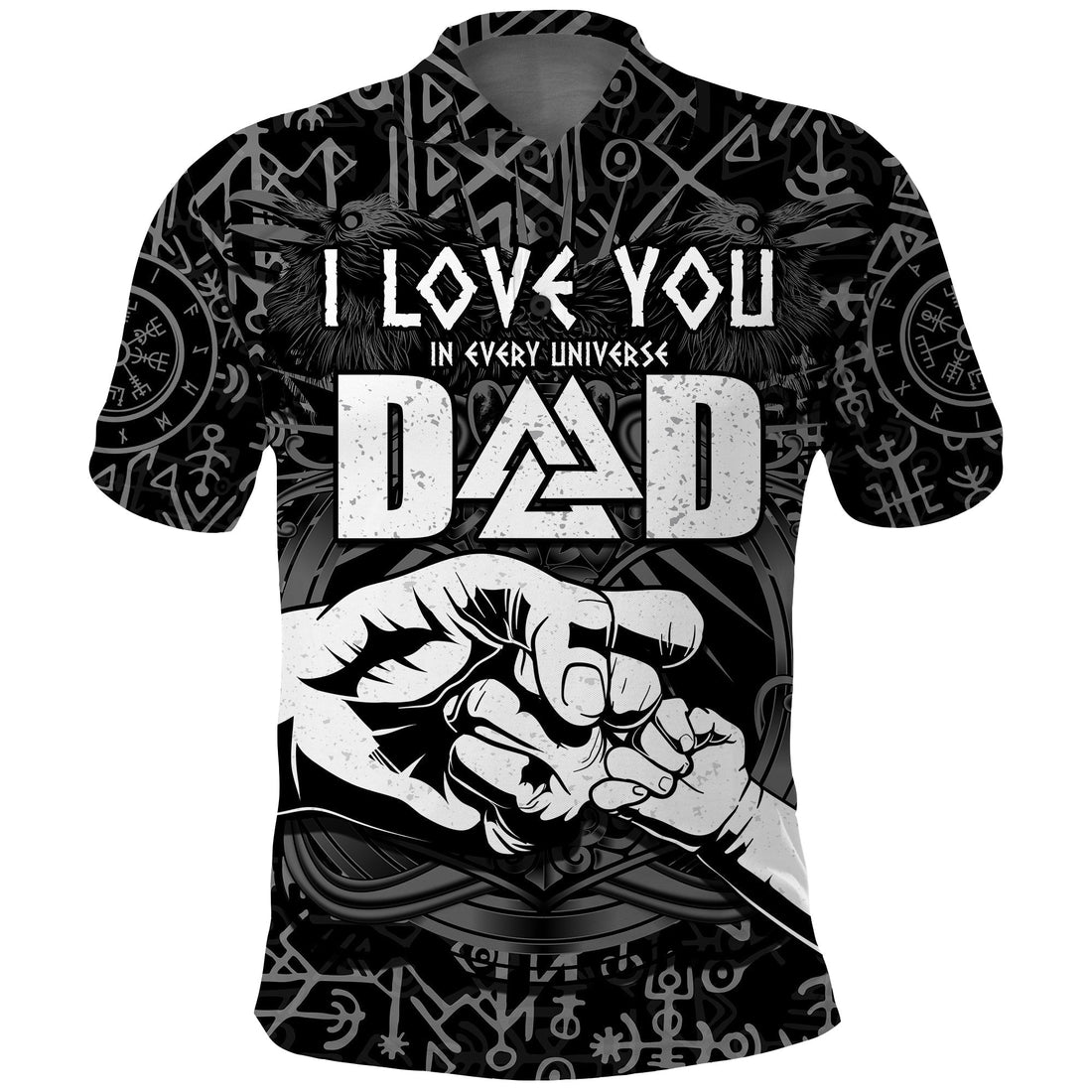 Viking Dad Polo Shirt Happy Fathers Day Style Runes and Mjolnir LT13