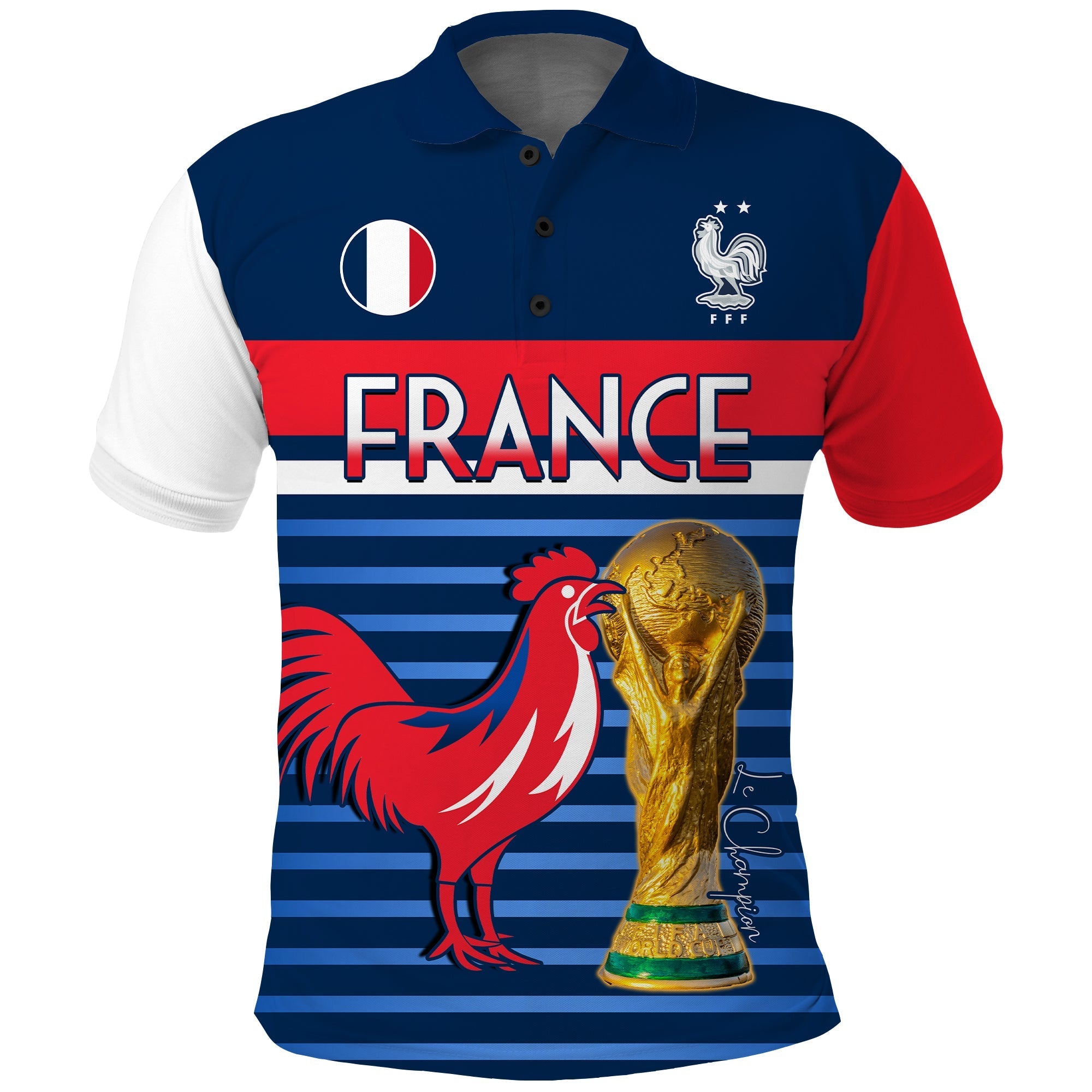 (Custom Text and Number) France Football The Blues Polo Shirt Les Bleus Le Champion 2022 World Cup LT13