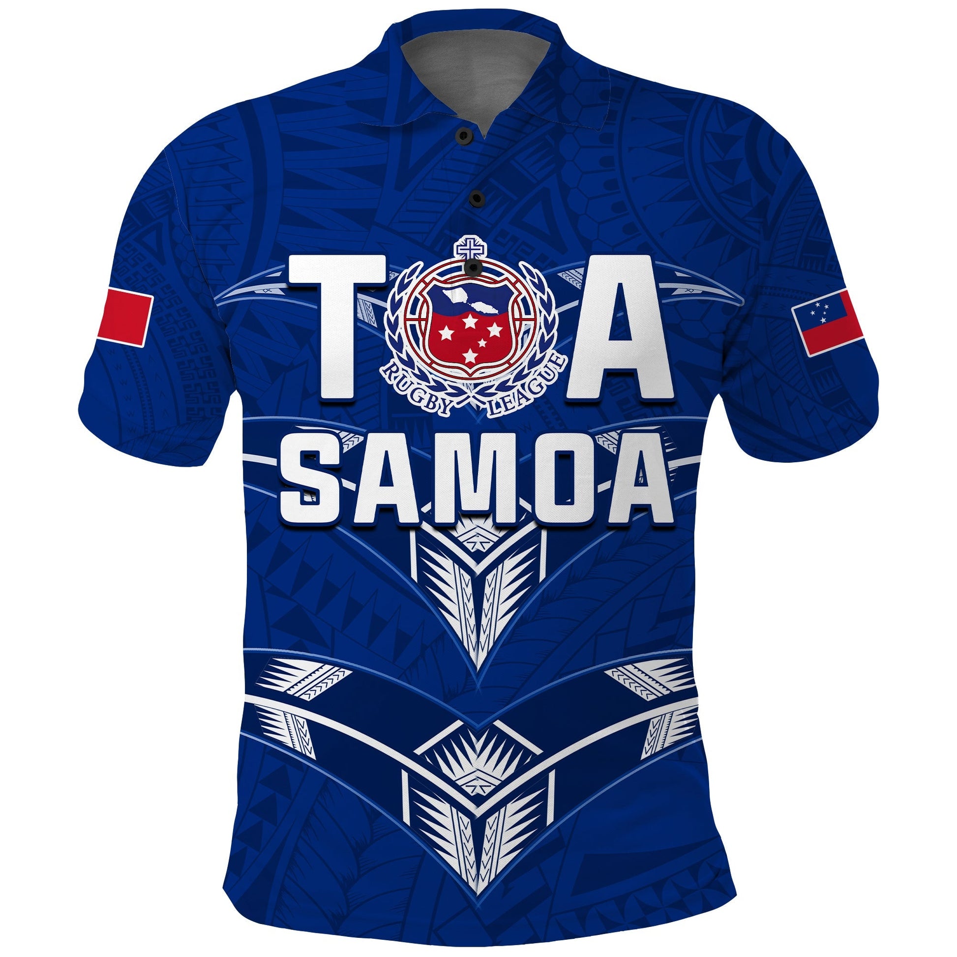 (Custom Personalise Text and Number) Toa Samoa Rugby Polo Shirt Siamupini Proud Blue LT13