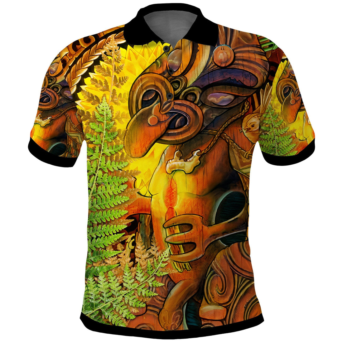 Custom Hei Tiki Maori Polo Shirt Fern Aotearoa Ta Moko Sun LT13