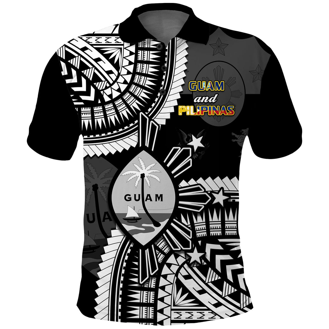 Guam and Philippines Polo Shirt Guaman Filipinas Together Black LT14