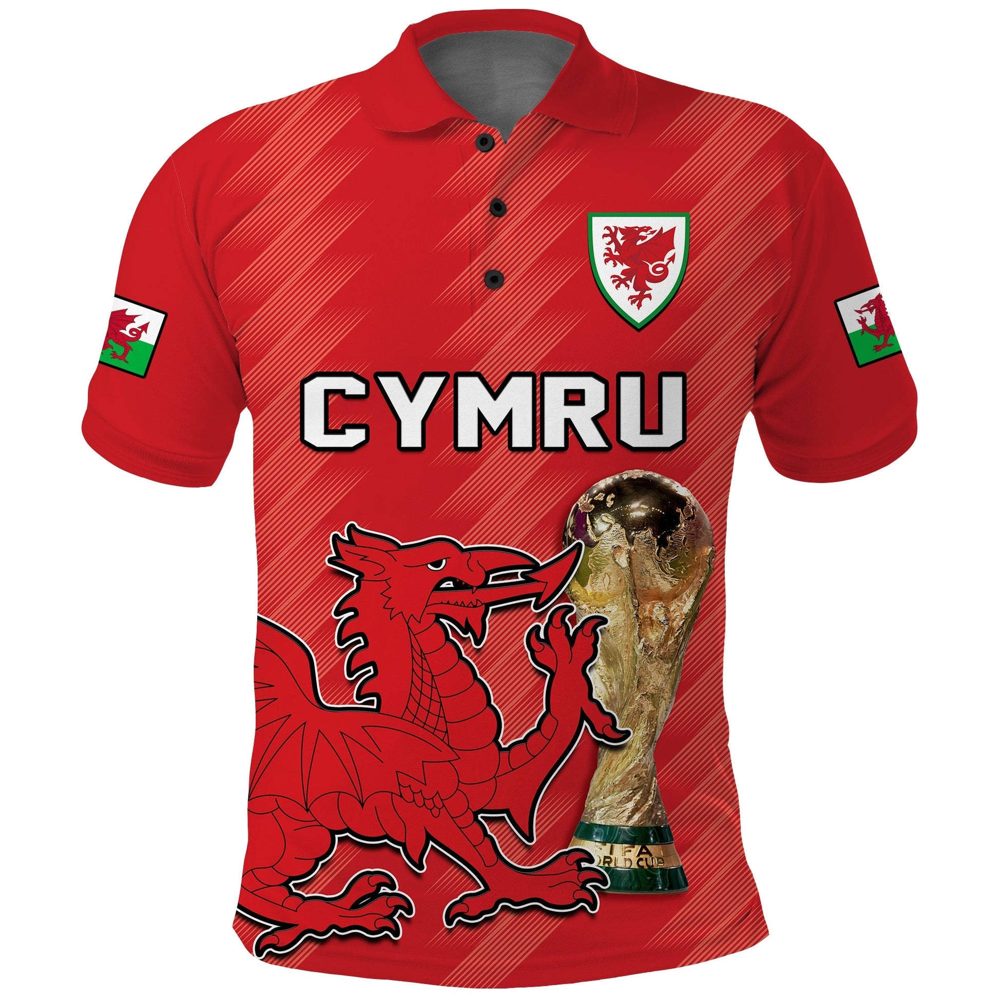 (Custom Text And Number) Wales Football Polo Shirt Cymru Champions Football 2022 LT14