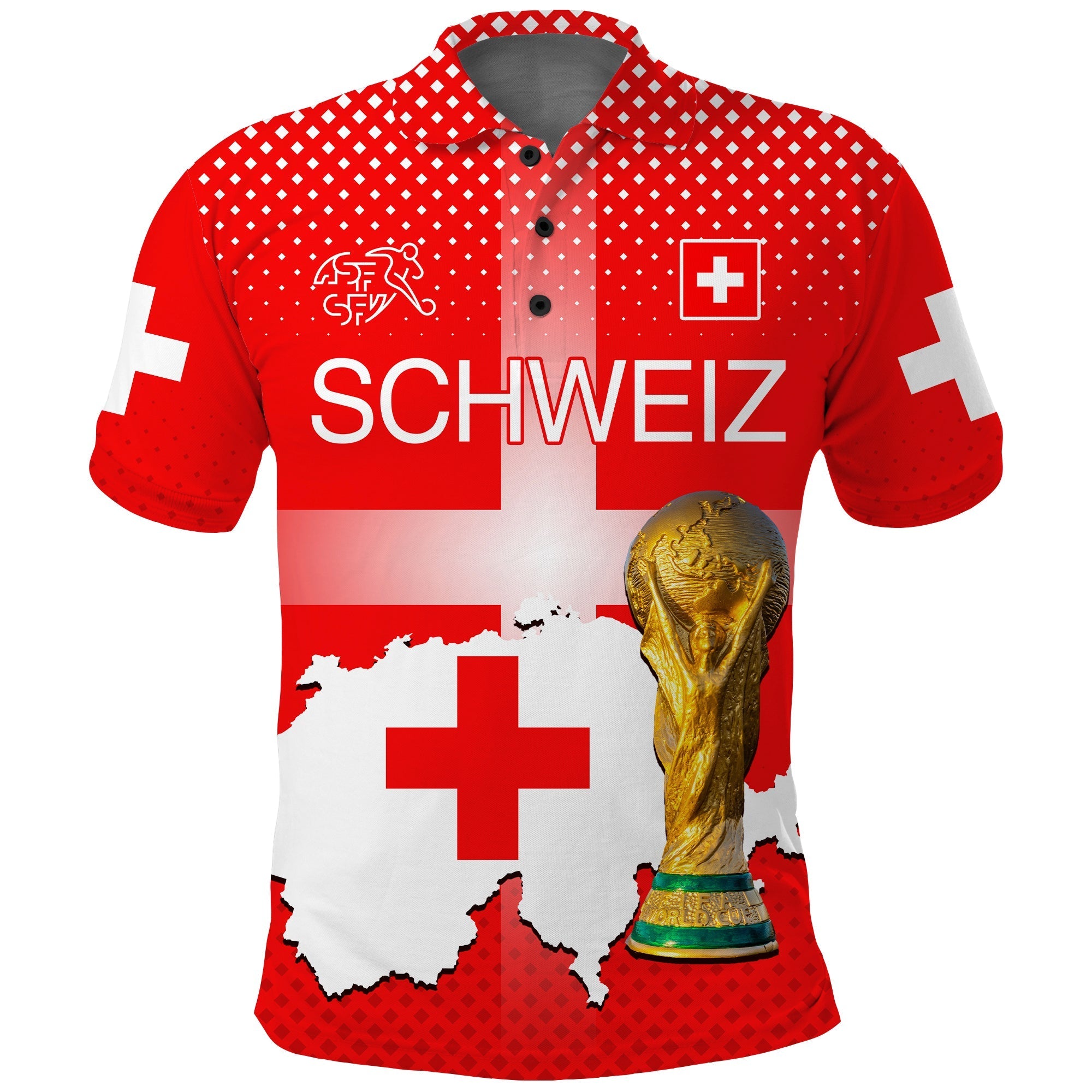 (Custom Text and Number) Switzerland Football Polo Shirt Schweizer Pati Champion 2022 World Cup LT13