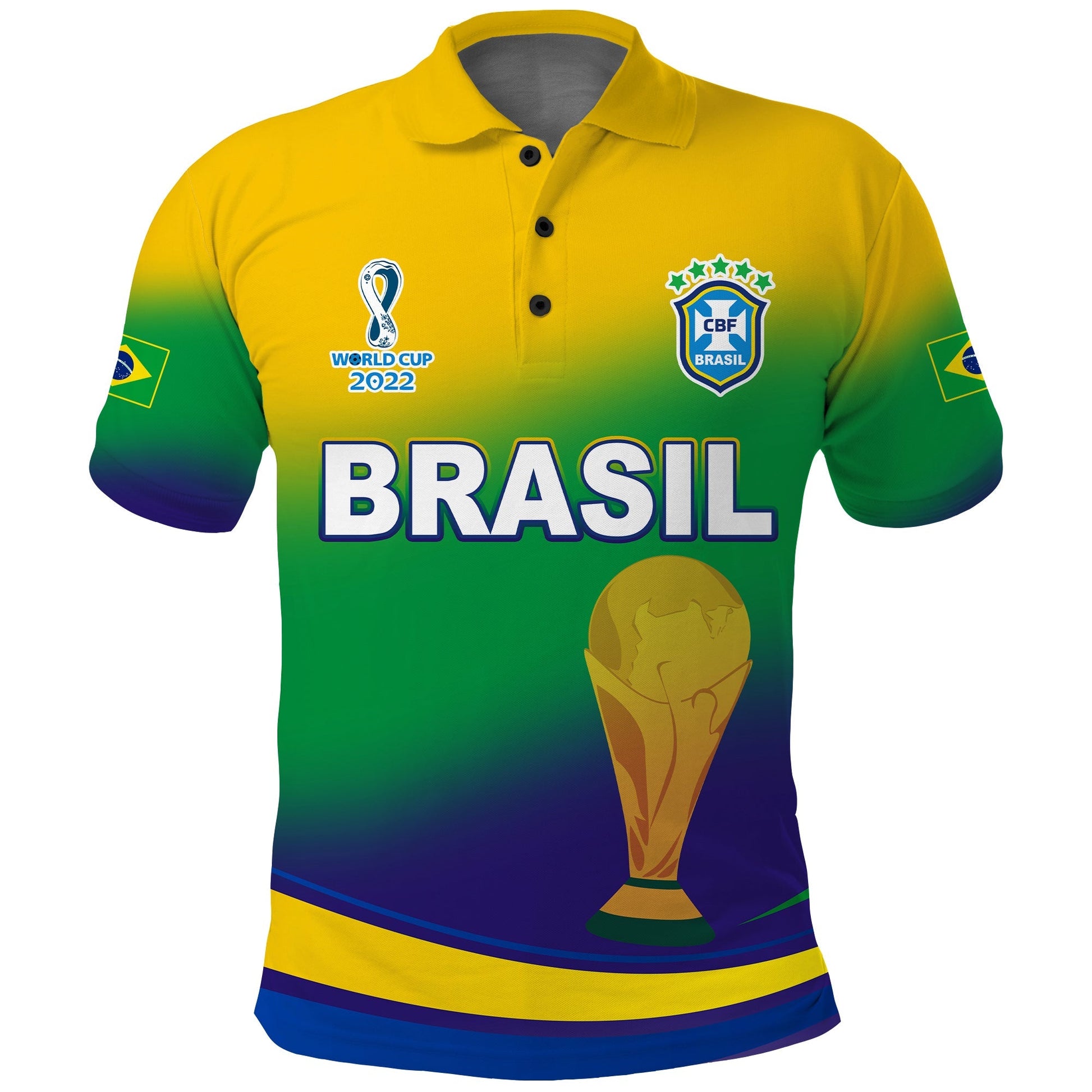 Brazil Football Polo Shirt Soccer 2022 World Cup Selecao Brasil Campeao Style Color Flag LT13