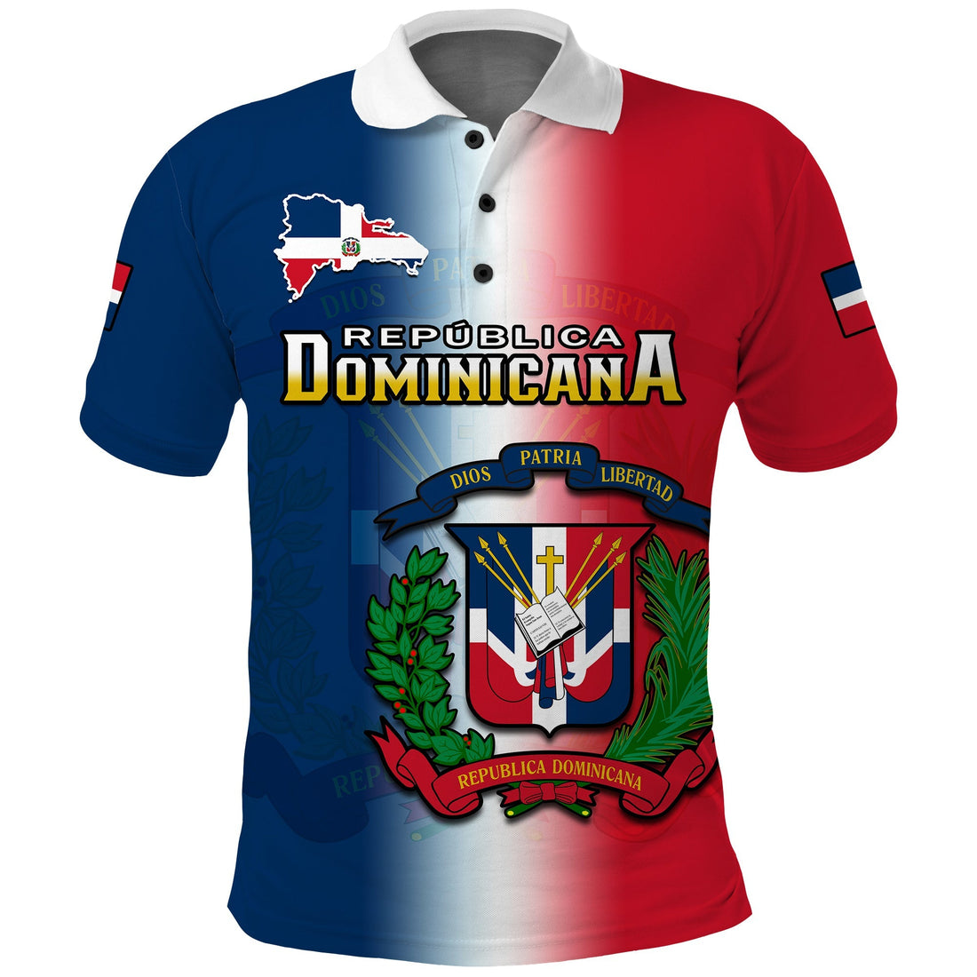 Custom Dominican Republic Polo Shirt Dominicana Coat Of Arms Gradient Style LT14