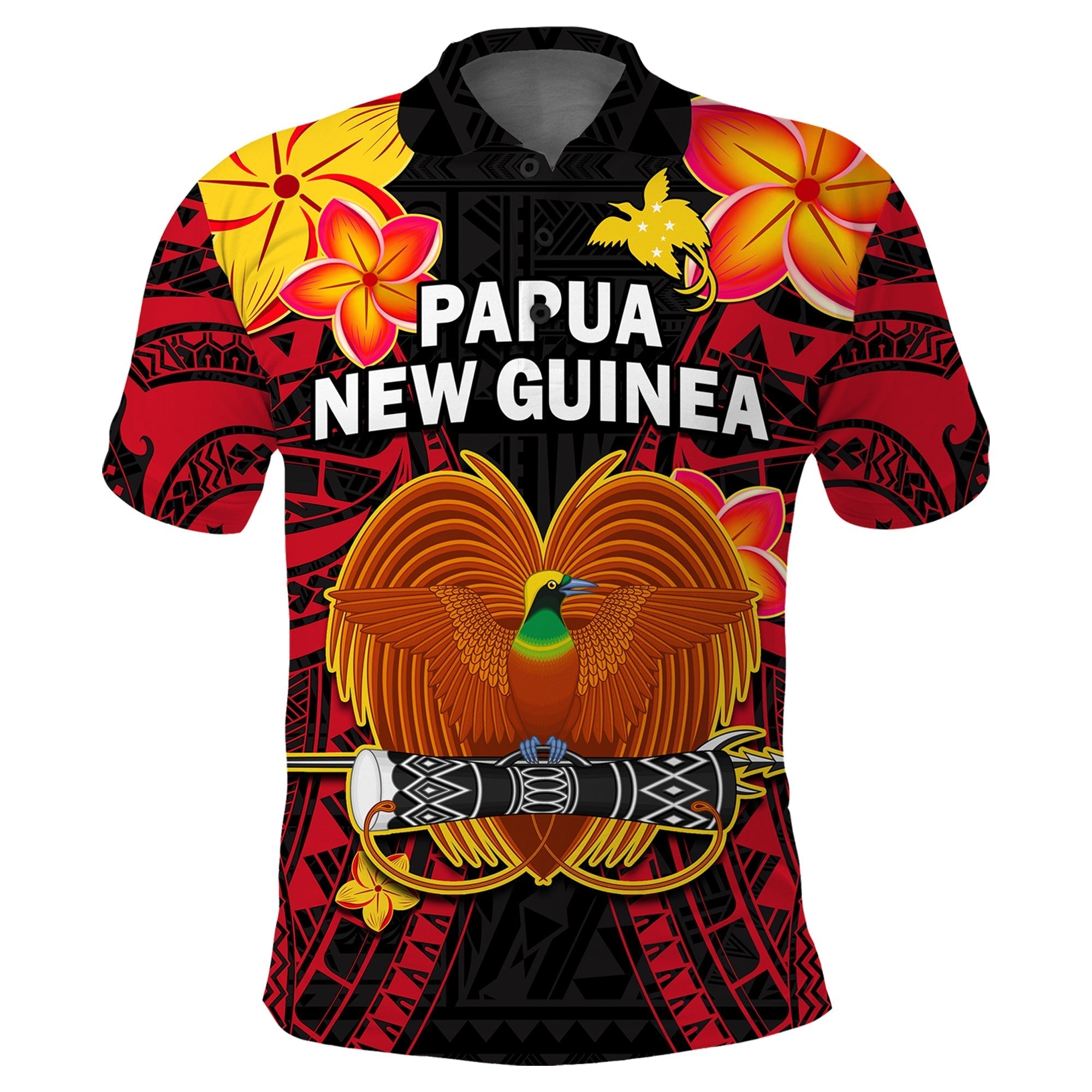 Custom Papua New Guinea Polo Shirt PNG Bird Of Paradise Polynesian Pattern LT14