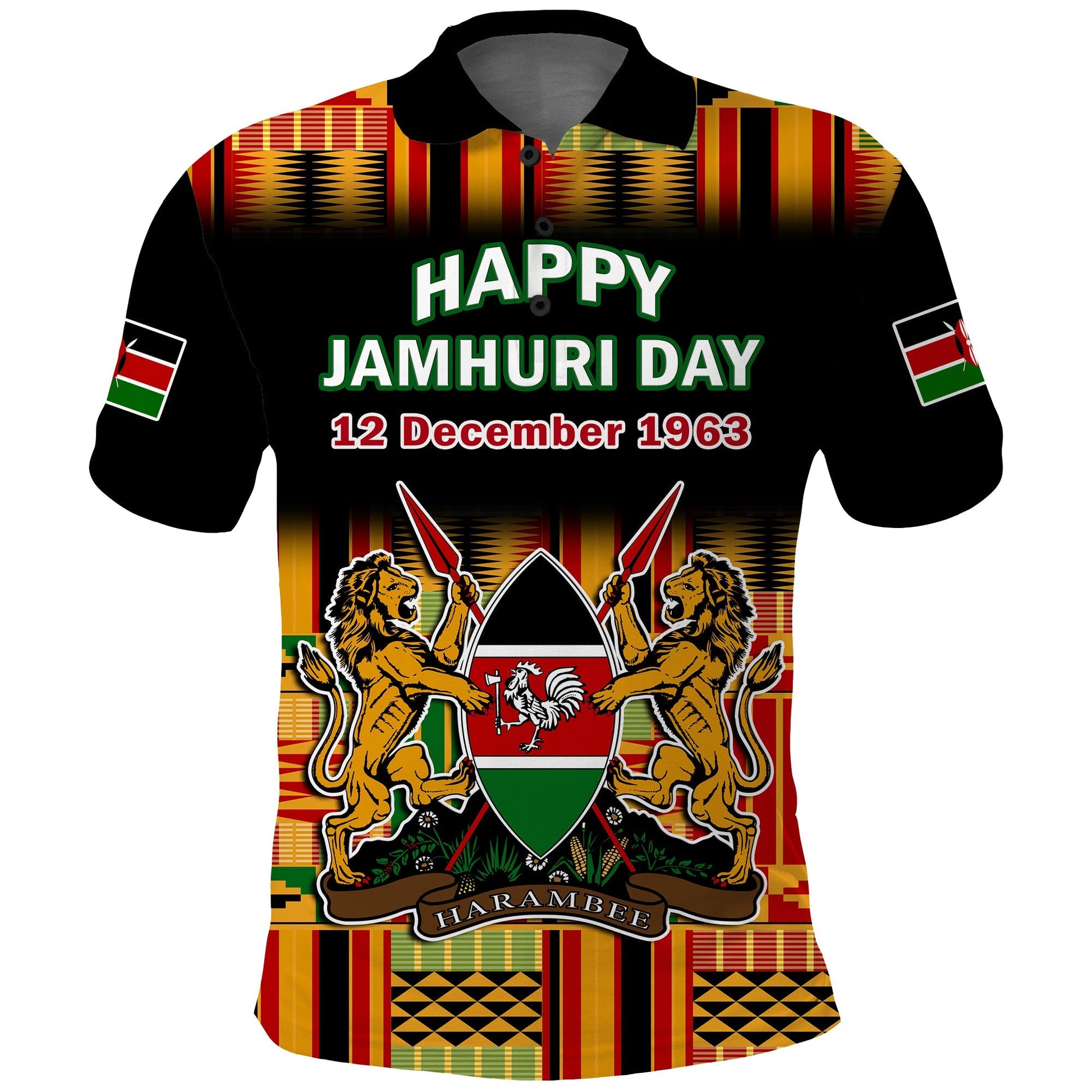 Custom Kenya Polo Shirt Happy Jamhuri Day Kenyan Pattern LT14