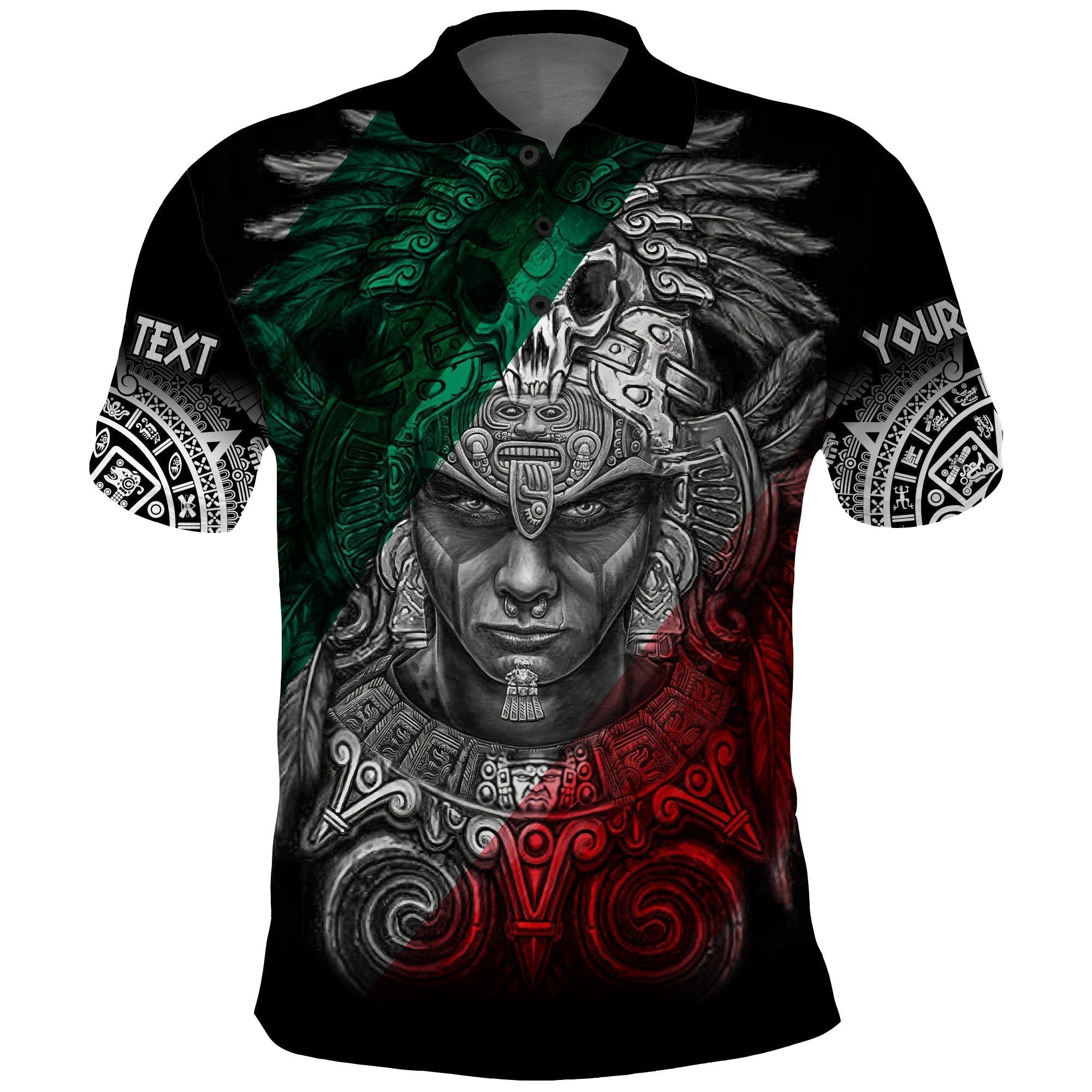 Custom Mexico Polo Shirt Warrior Eagle Aztec LT13