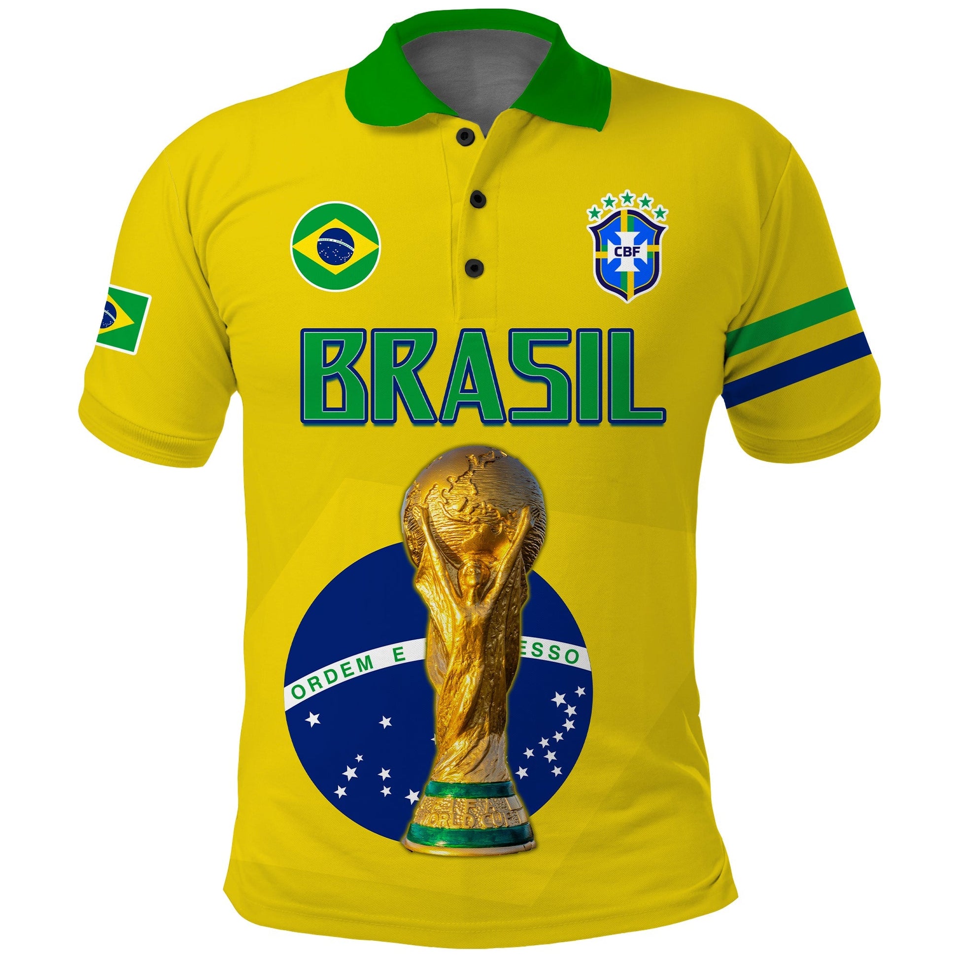 (Custom Text and Number) Brazil Football Polo Shirt Go Champions Selecao Campeao LT13