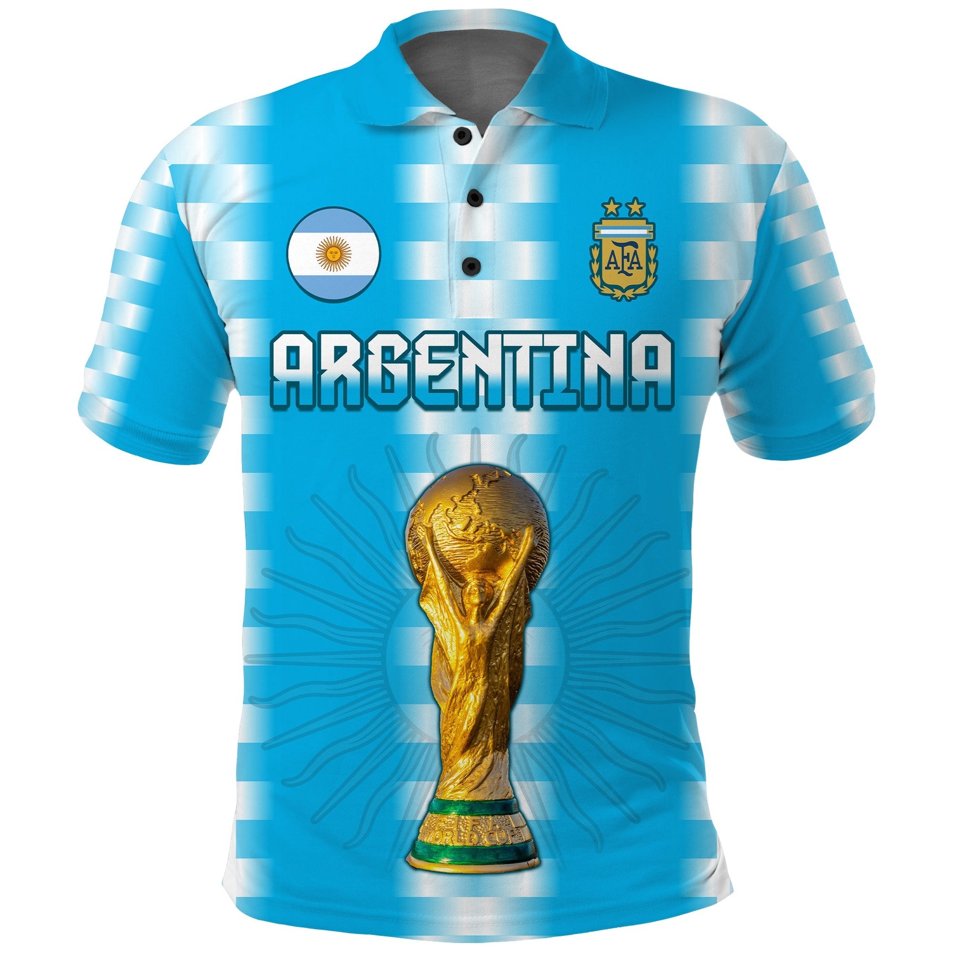 (Custom Text and Number) Argentina Football Champions Polo Shirt La Albiceleste GOAT LT13