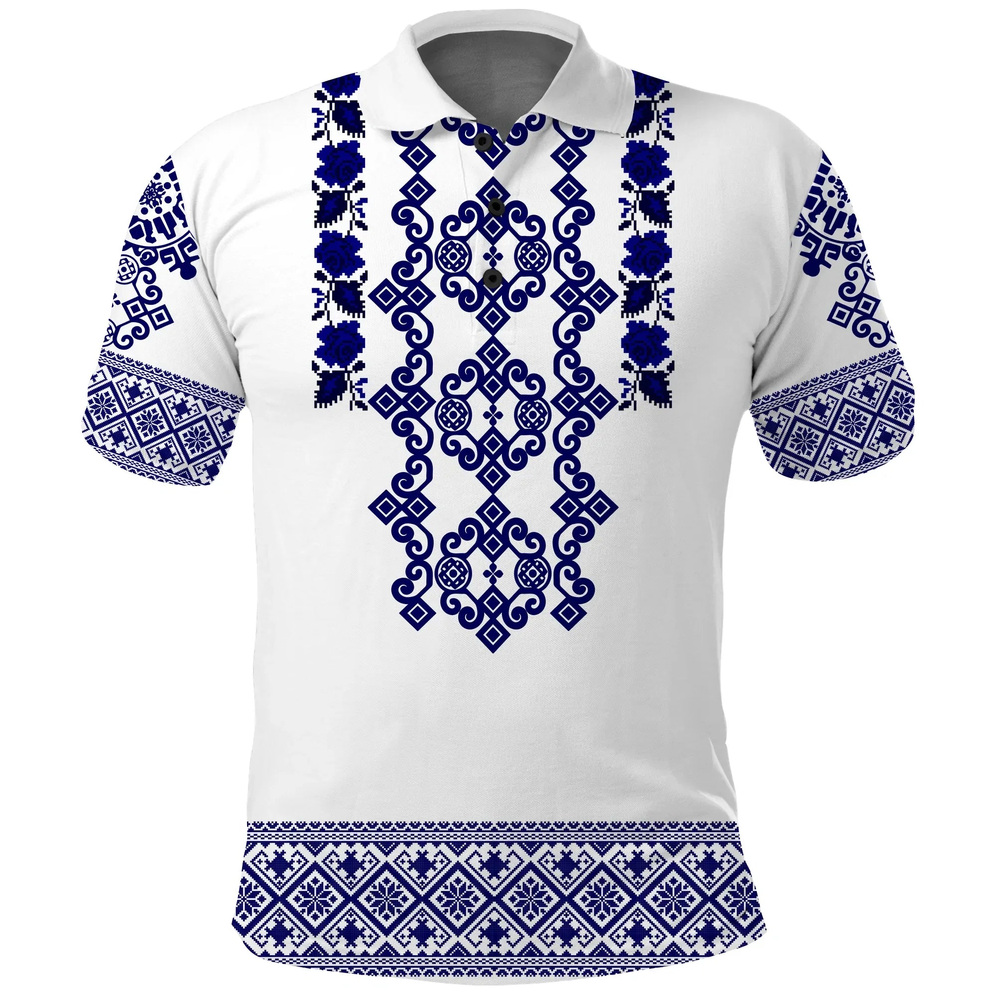 Custom Ukraine Polo Shirt Navy Ukrainian Folk LT14