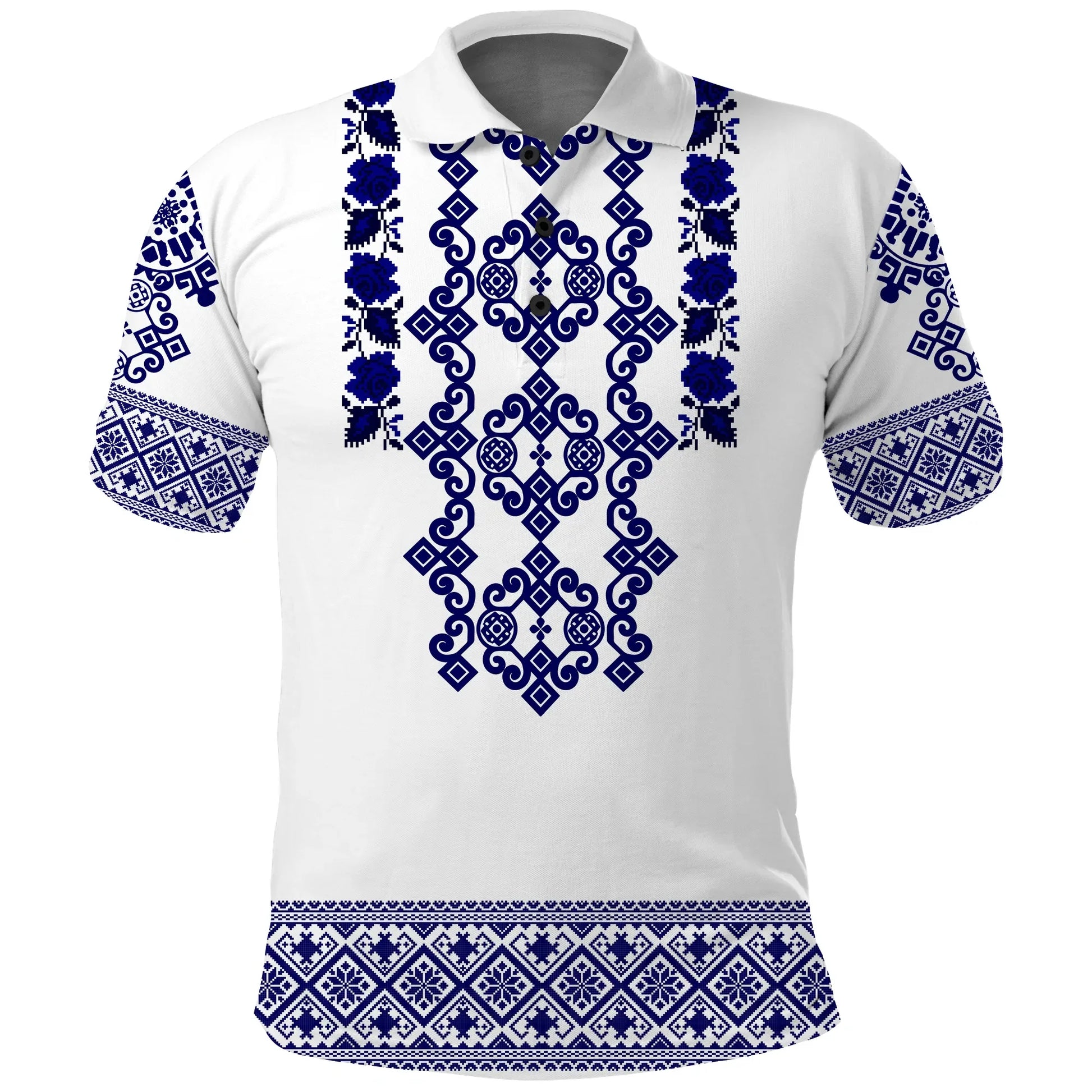 Custom Ukraine Polo Shirt Navy Ukrainian Folk LT14