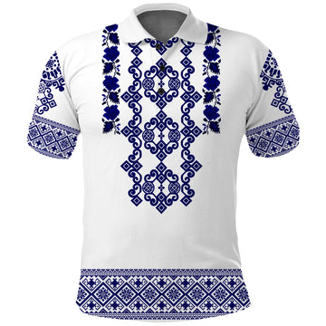 Custom Ukraine Polo Shirt Navy Ukrainian Folk LT14